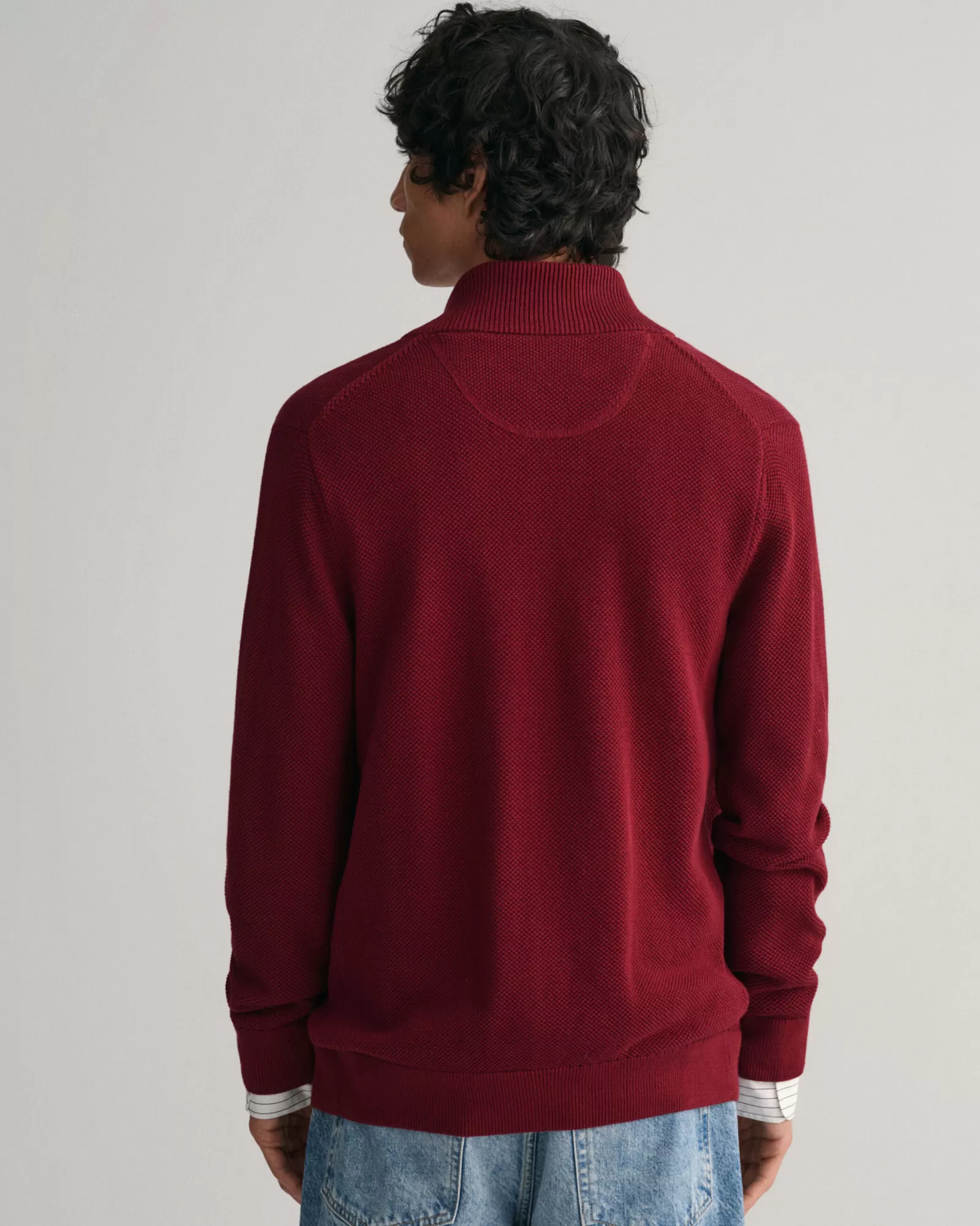 Men GANT Knitwear*Cotton Piqué Zip Cardigan PLUMPED RED