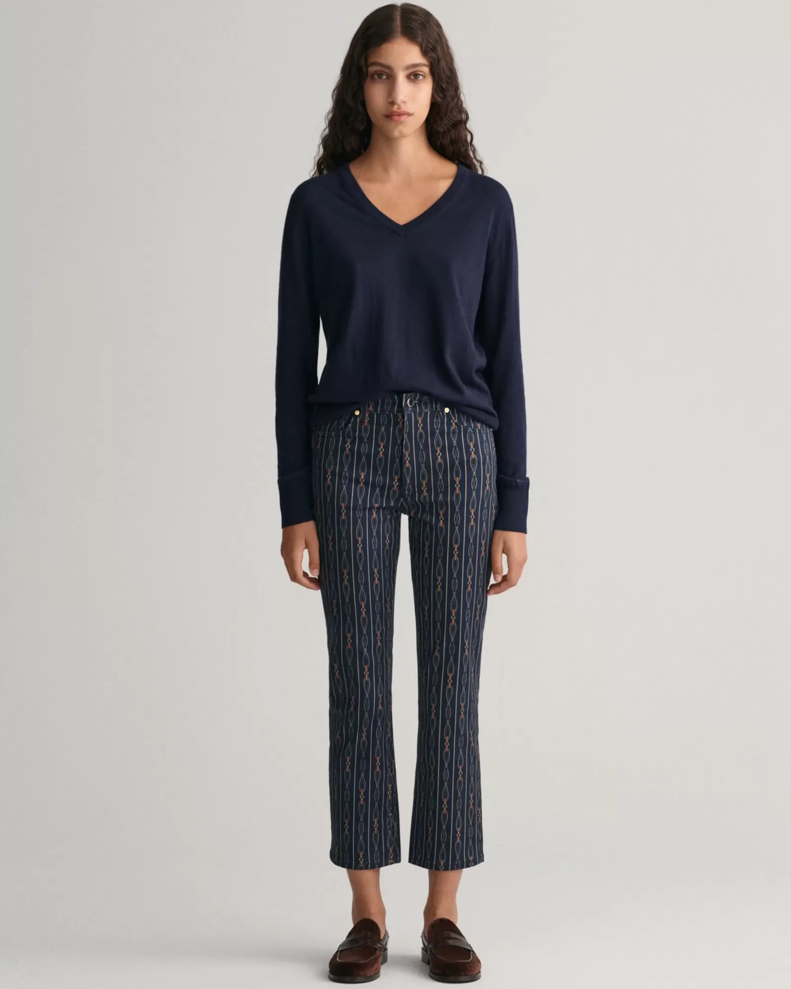 Women GANT Jeans*Cropped Rope Striped Jeans EVENING BLUE