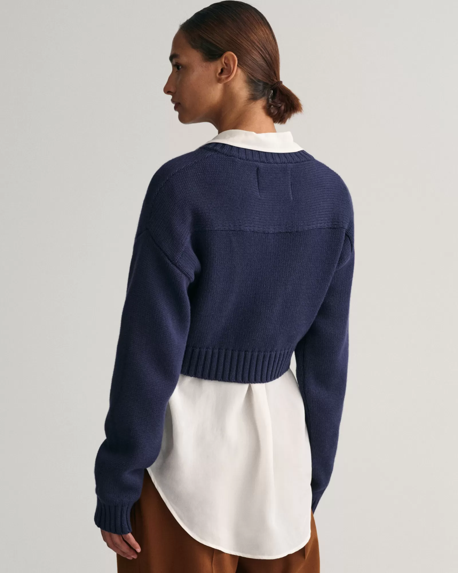 Women GANT Knitwear*Cropped V-Neck Sweater EVENING BLUE