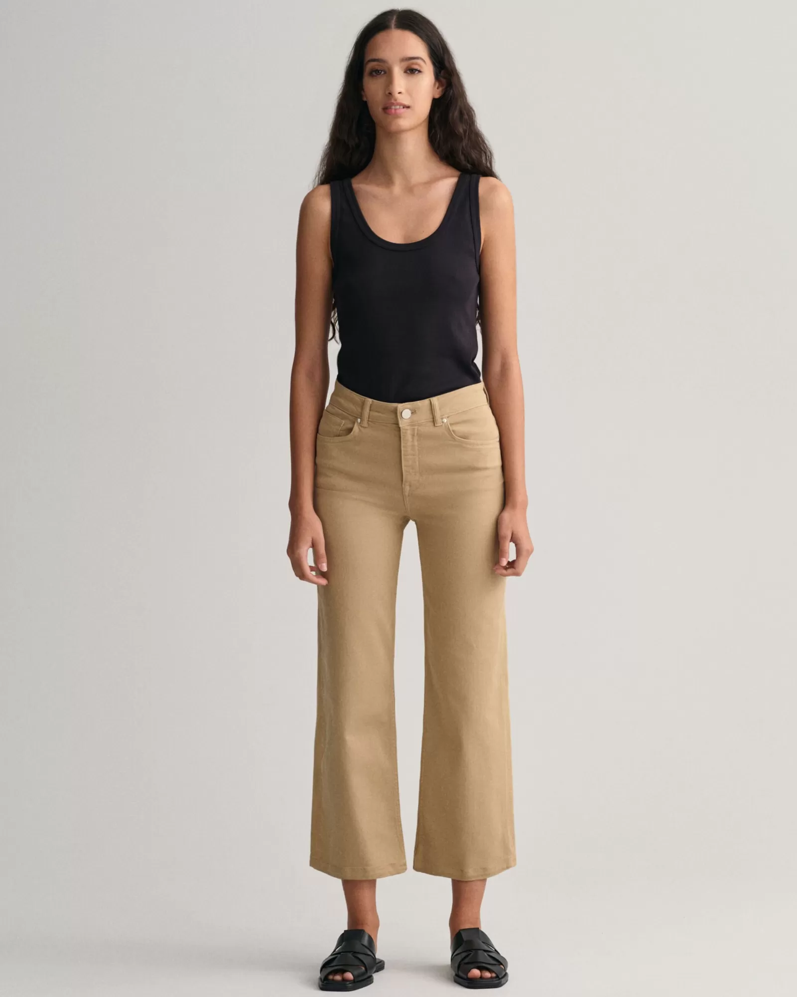 Women GANT Jeans*Cropped Wide Leg Color Jeans DARK KHAKI