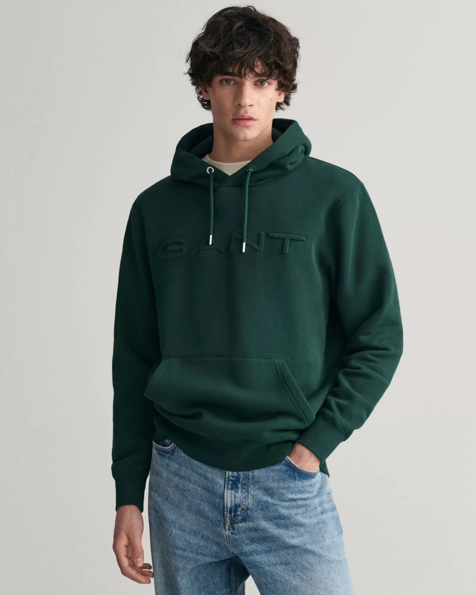 Men GANT Sweatshirts & Hoodies*Embossed Hoodie TARTAN GREEN