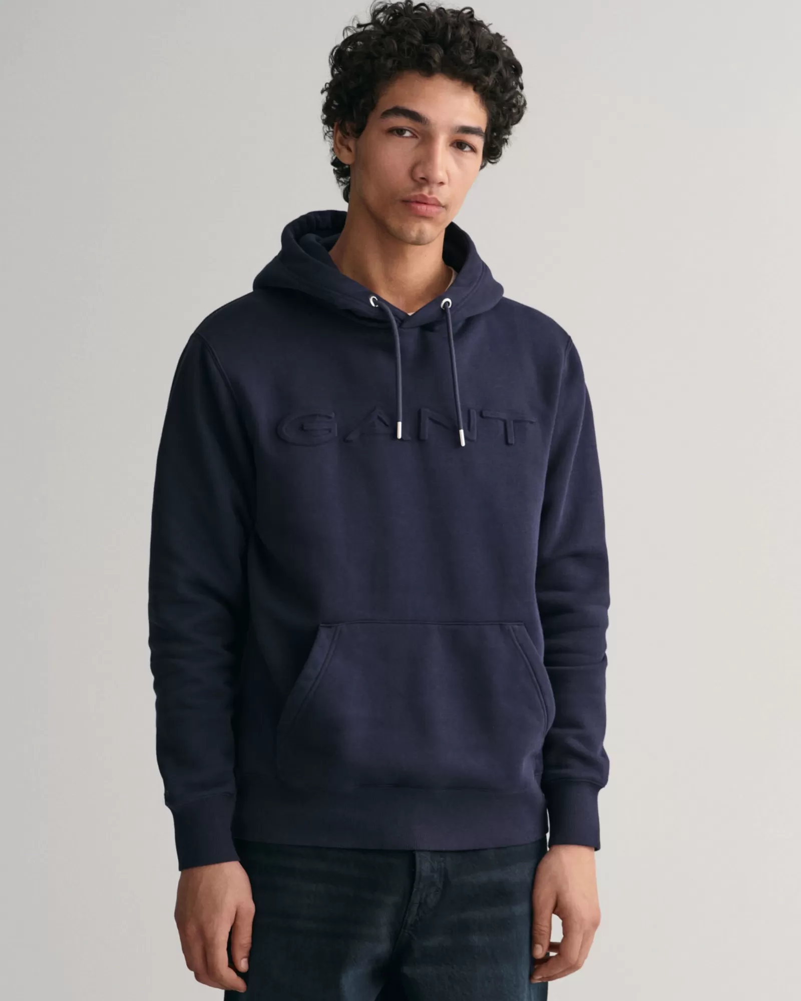 Men GANT Sweatshirts & Hoodies*Embossed Hoodie EVENING BLUE