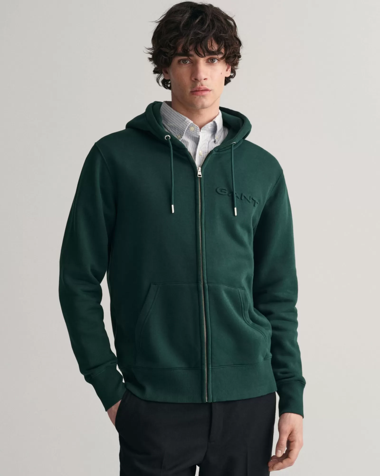 Men GANT Sweatshirts & Hoodies*Embossed Zip Hoodie TARTAN GREEN