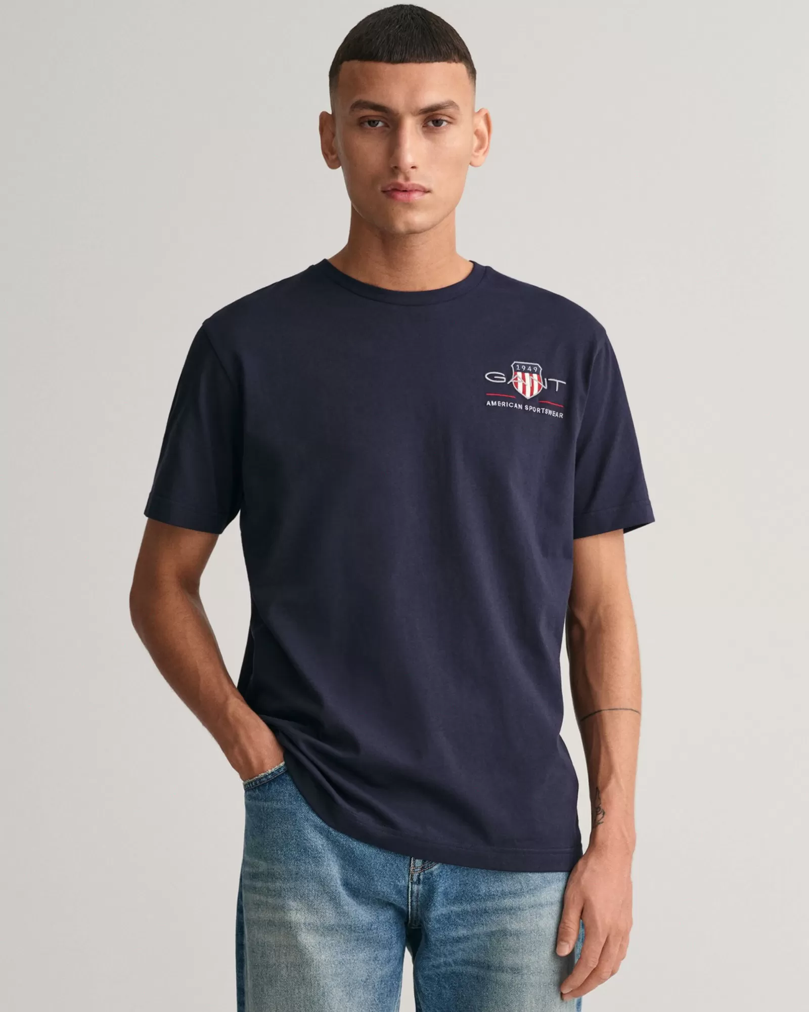 Men GANT T-Shirts*Embroidered Archive Shield T-Shirt EVENING BLUE