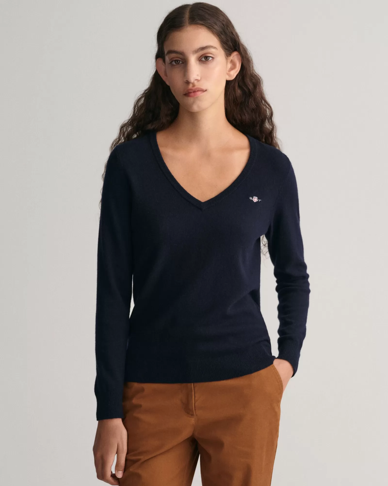 Women GANT Knitwear*Extra Fine V-Neck Sweater EVENING BLUE