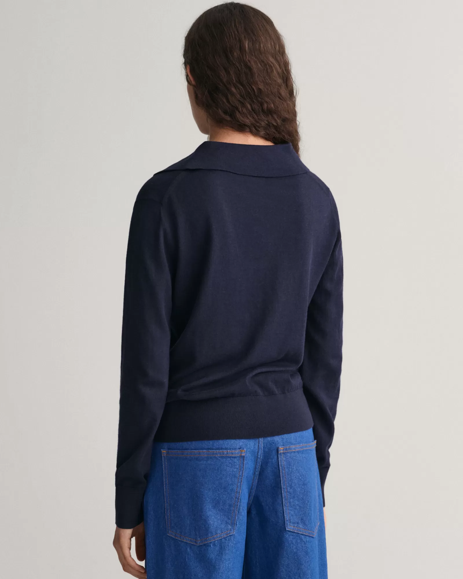 Women GANT Knitwear | Polos & Ruggers*Fine Knit Rugger EVENING BLUE