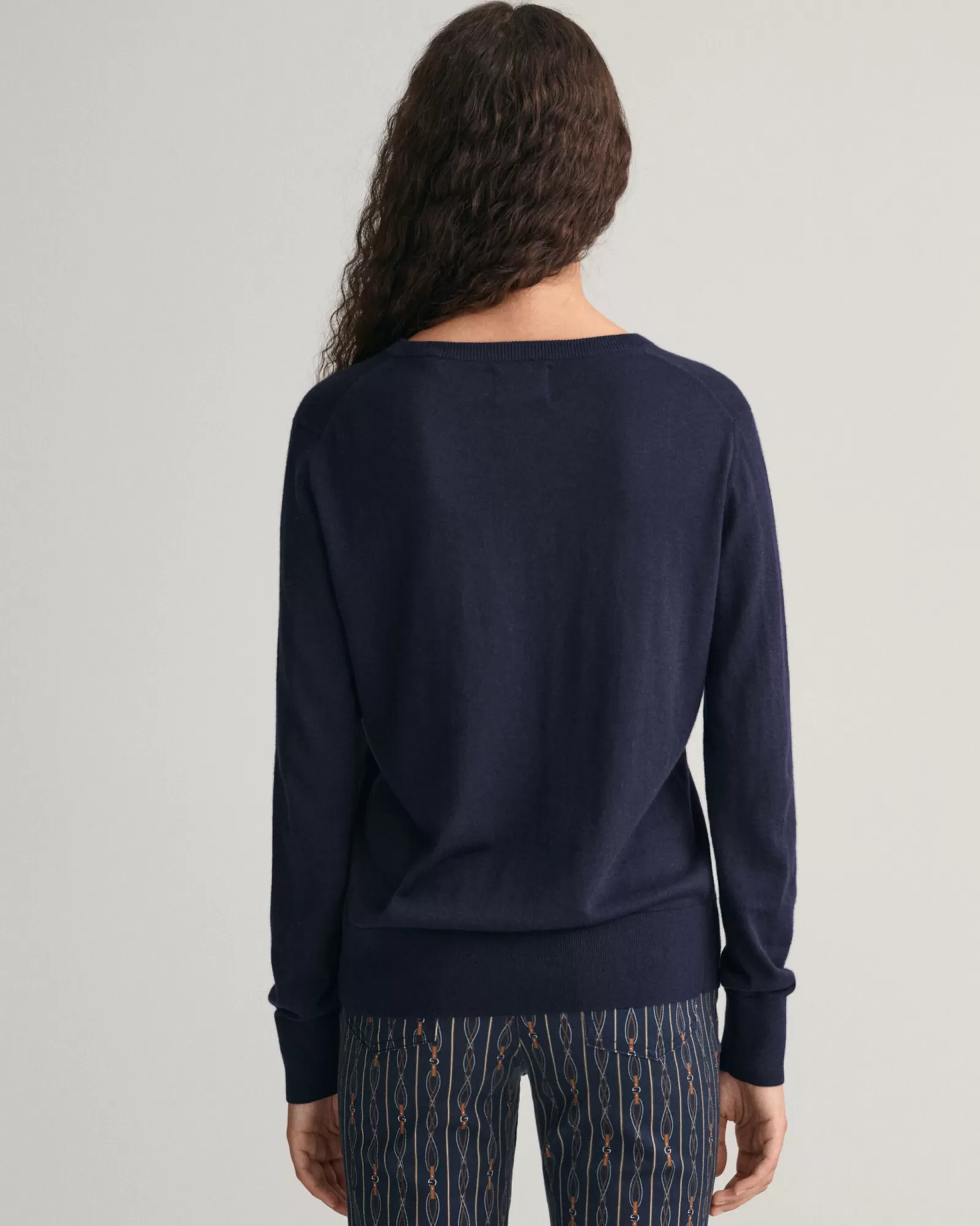 Women GANT Knitwear*Fine Knit V-Neck Sweater EVENING BLUE