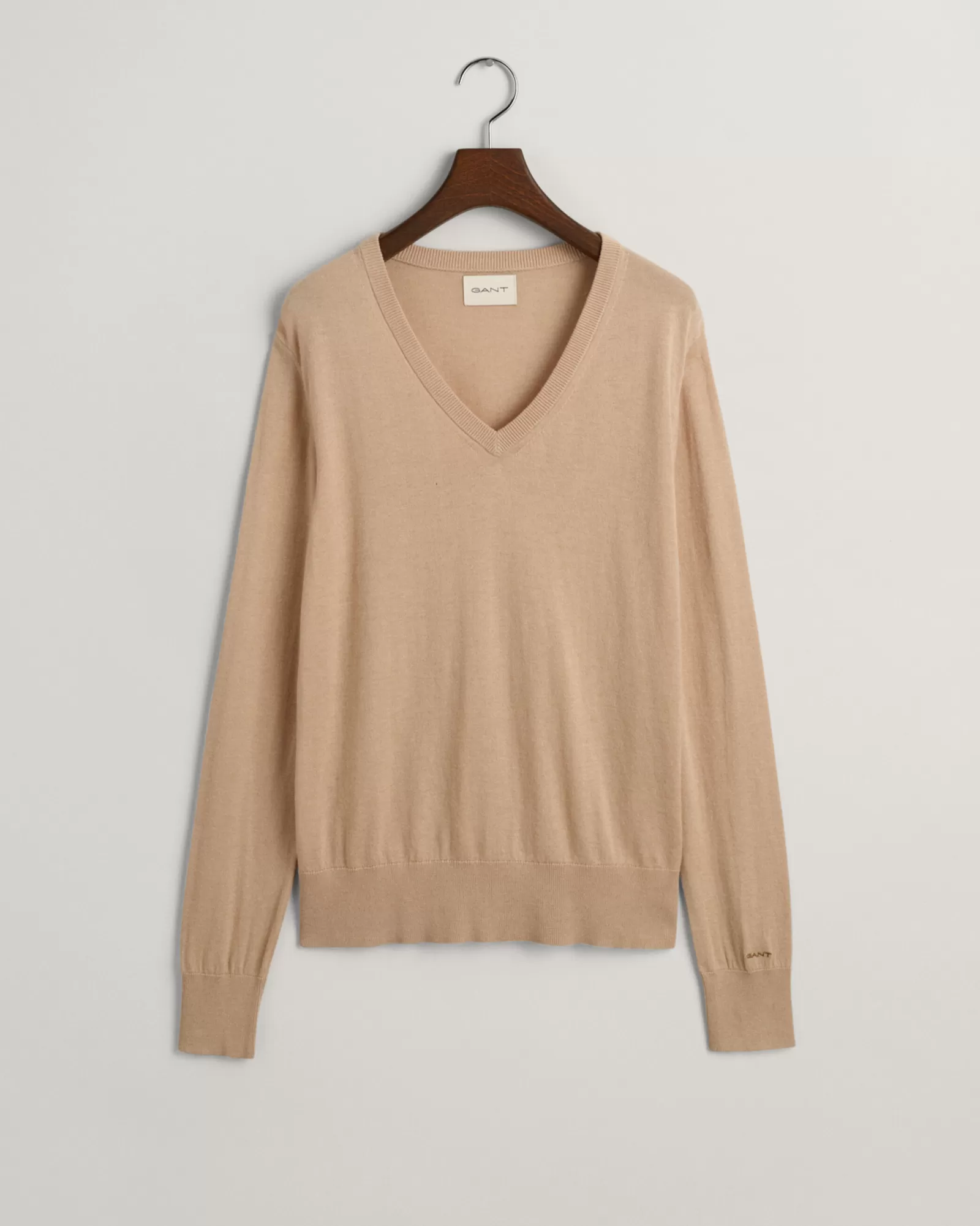 Women GANT Knitwear*Fine Knit V-Neck Sweater DRY SAND