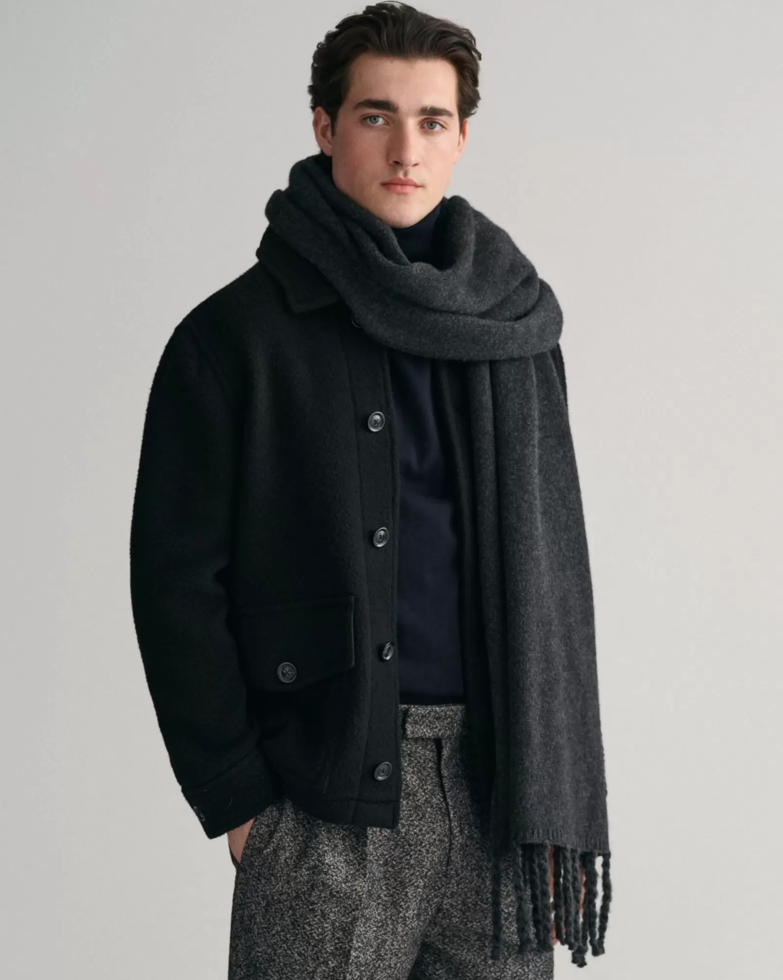 Men GANT Scarves*Fluffy Wool Knit Scarf ANTRACIT MELANGE