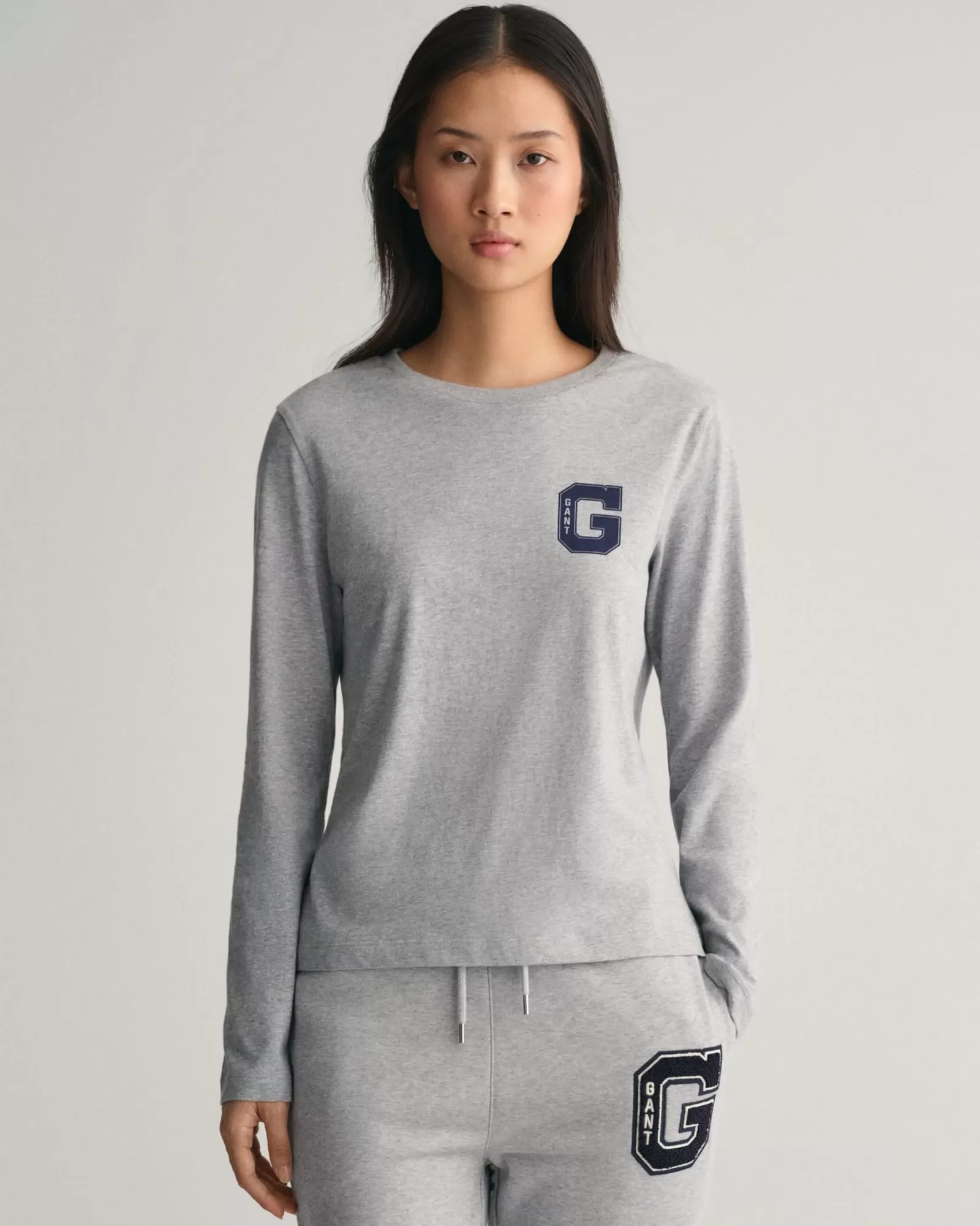 Women GANT T-Shirts & Tops*G Crew Neck Long Sleeve T-Shirt GREY MELANGE