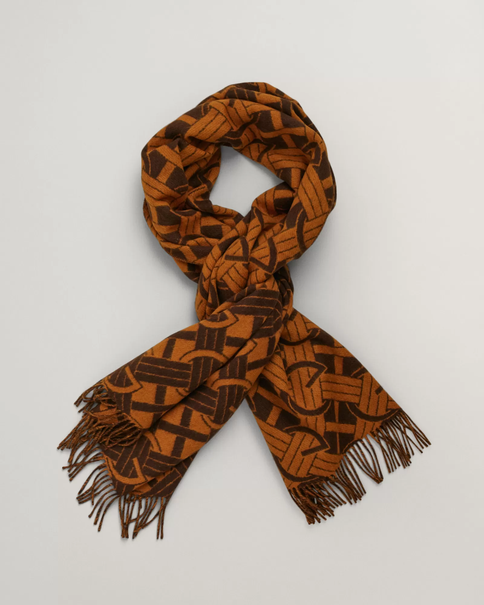 Women GANT Scarves*G Patterned Woven Scarf CINNAMON BROWN