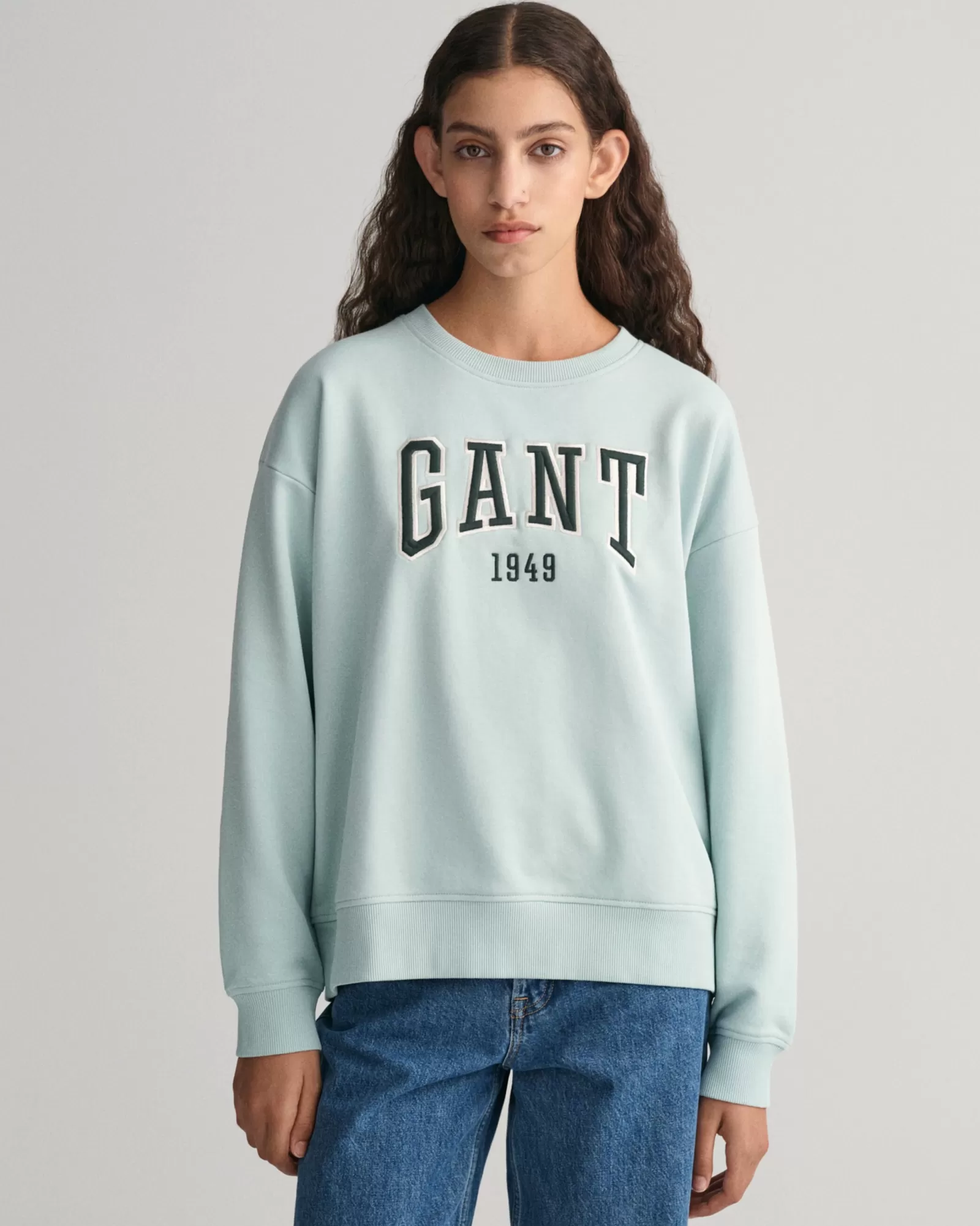 Women GANT Sweatshirts & Hoodies* Graphic Crew Neck Sweatshirt DUSTY TURQUOISE