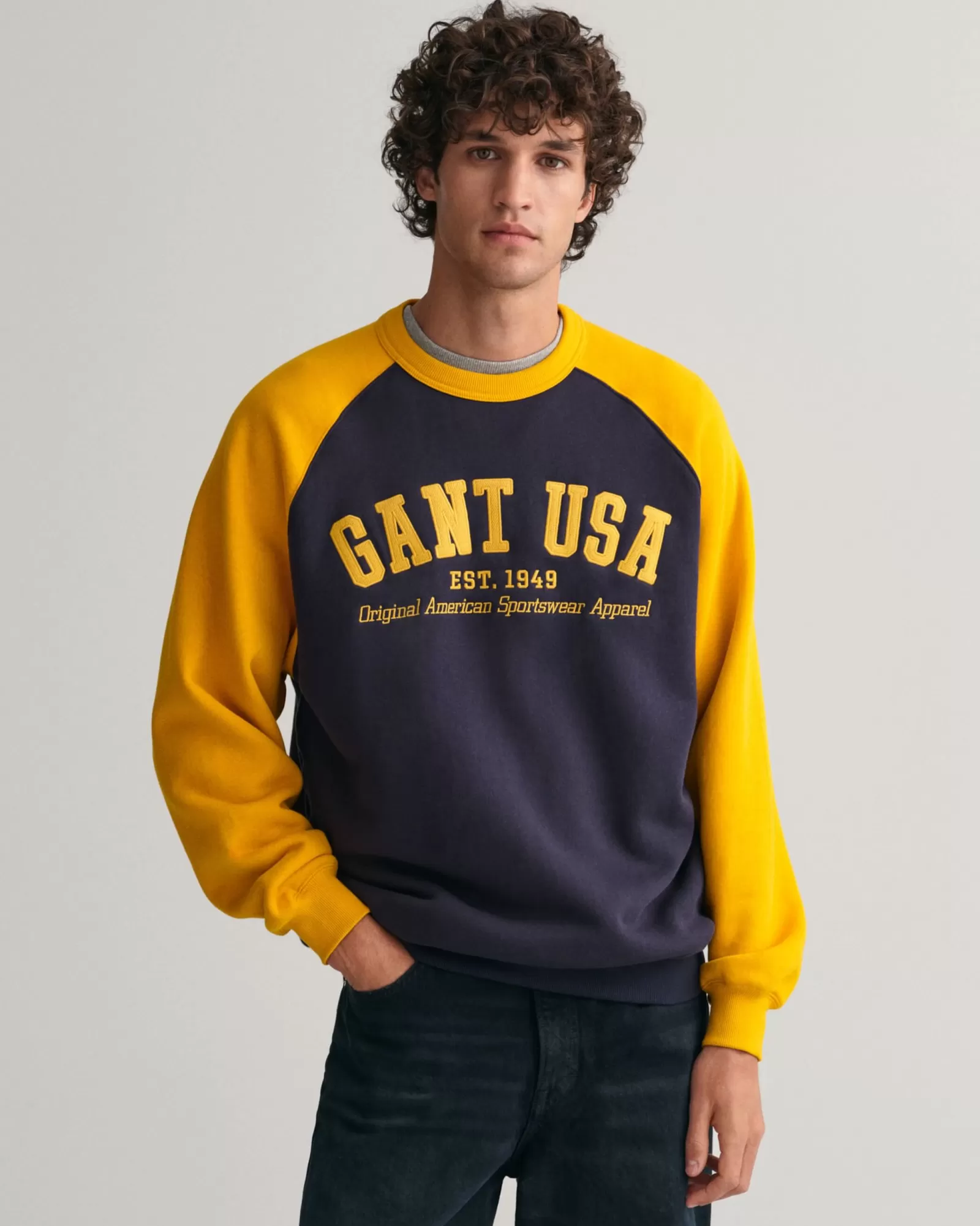 Men GANT Sweatshirts & Hoodies* USA Crew Neck Sweatshirt EVENING BLUE