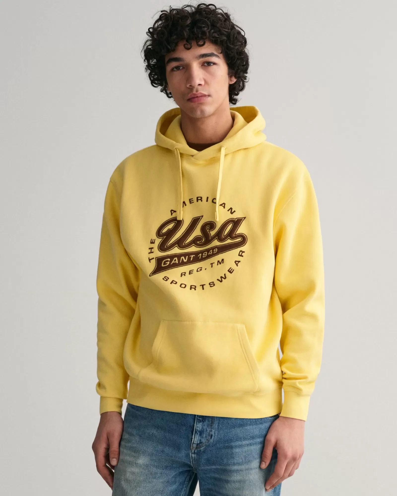 Men GANT Sweatshirts & Hoodies* USA Hoodie LIGHT MUSTARD YELLOW