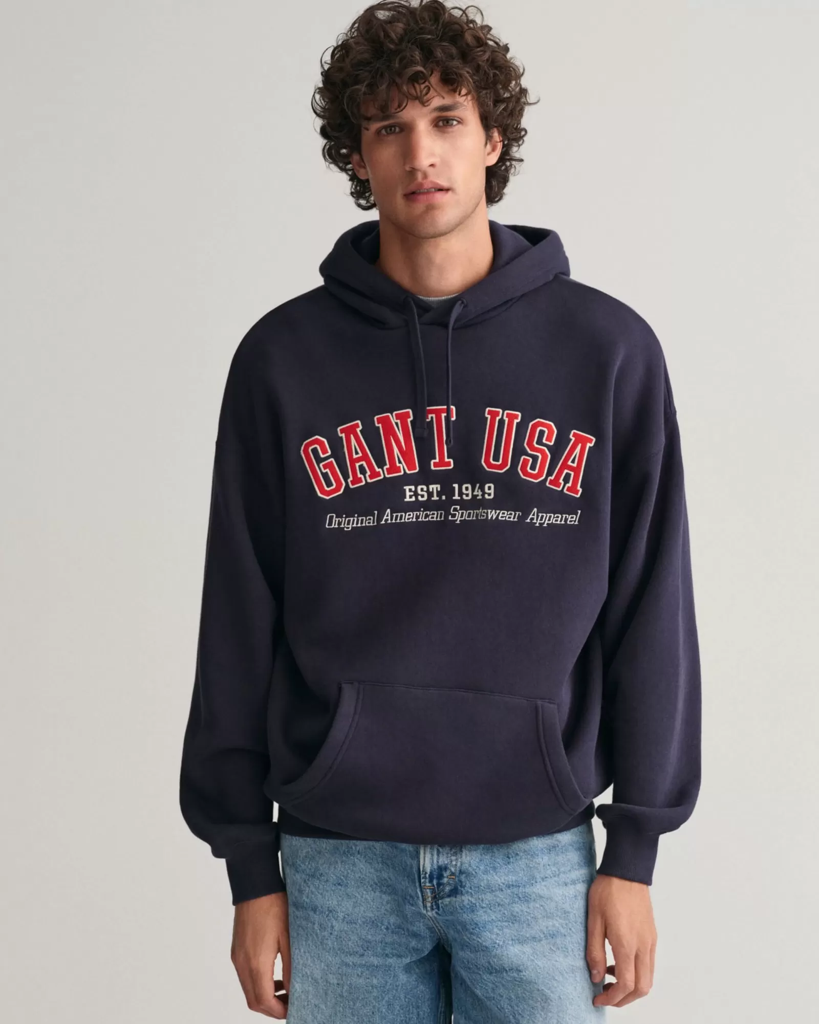 Men GANT Sweatshirts & Hoodies* USA Hoodie EVENING BLUE