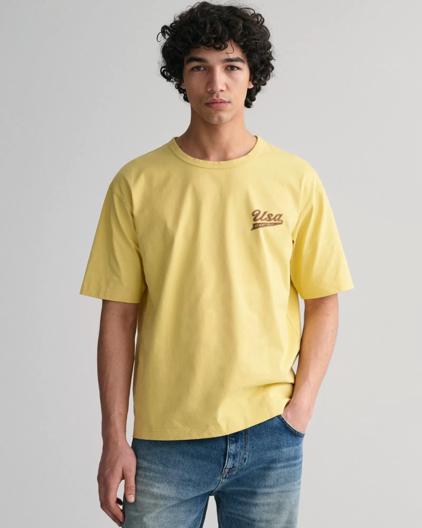 Men GANT T-Shirts* USA T-Shirt LIGHT MUSTARD YELLOW