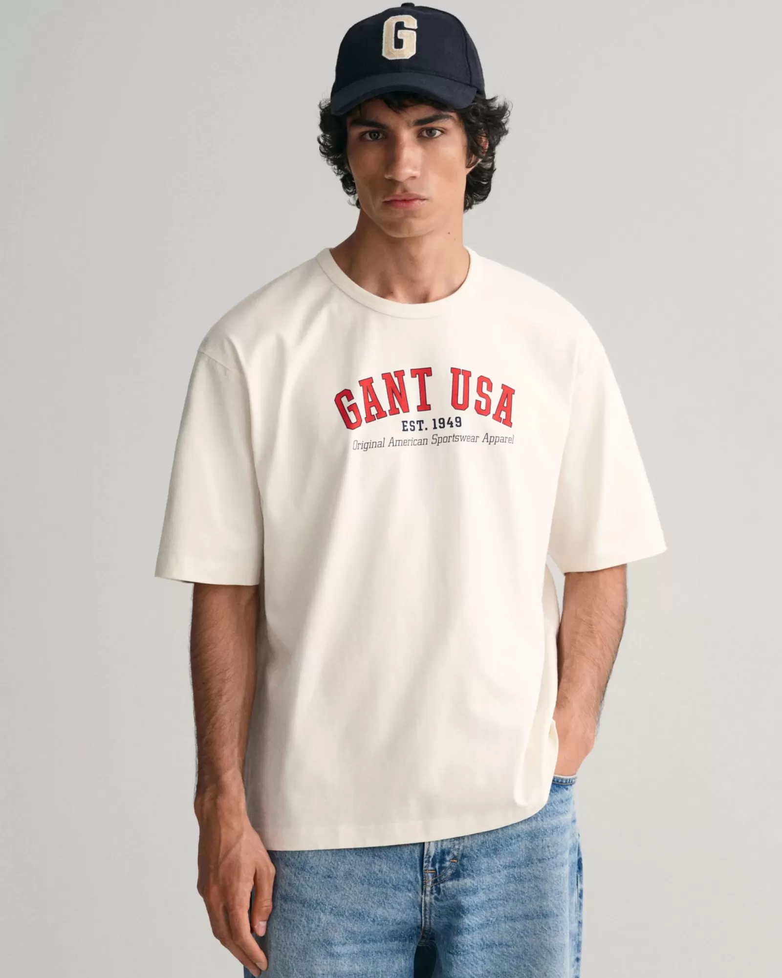 Men GANT T-Shirts* USA T-Shirt CREAM