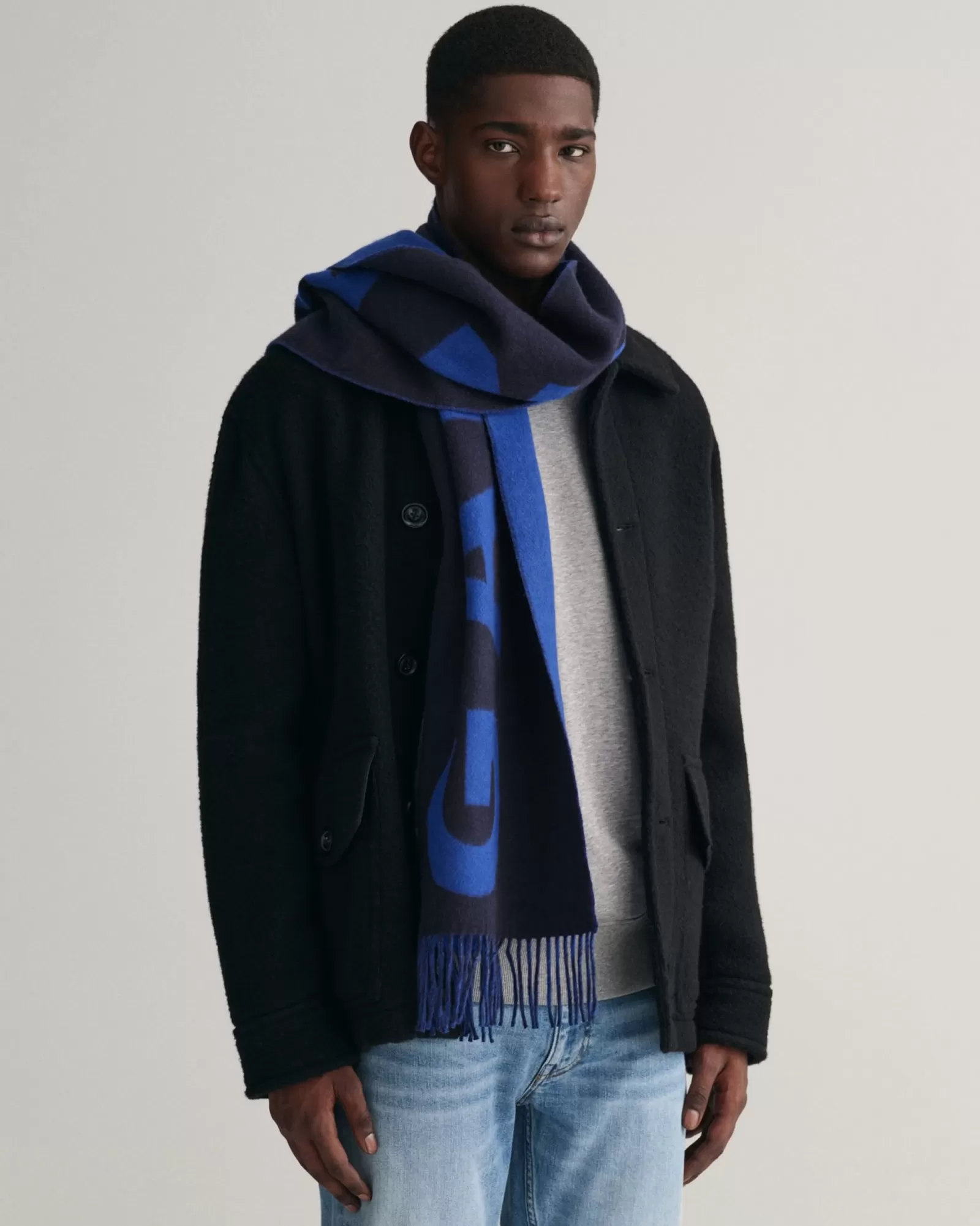 Men GANT Scarves*Graphic Jacquard Woven Scarf EVENING BLUE