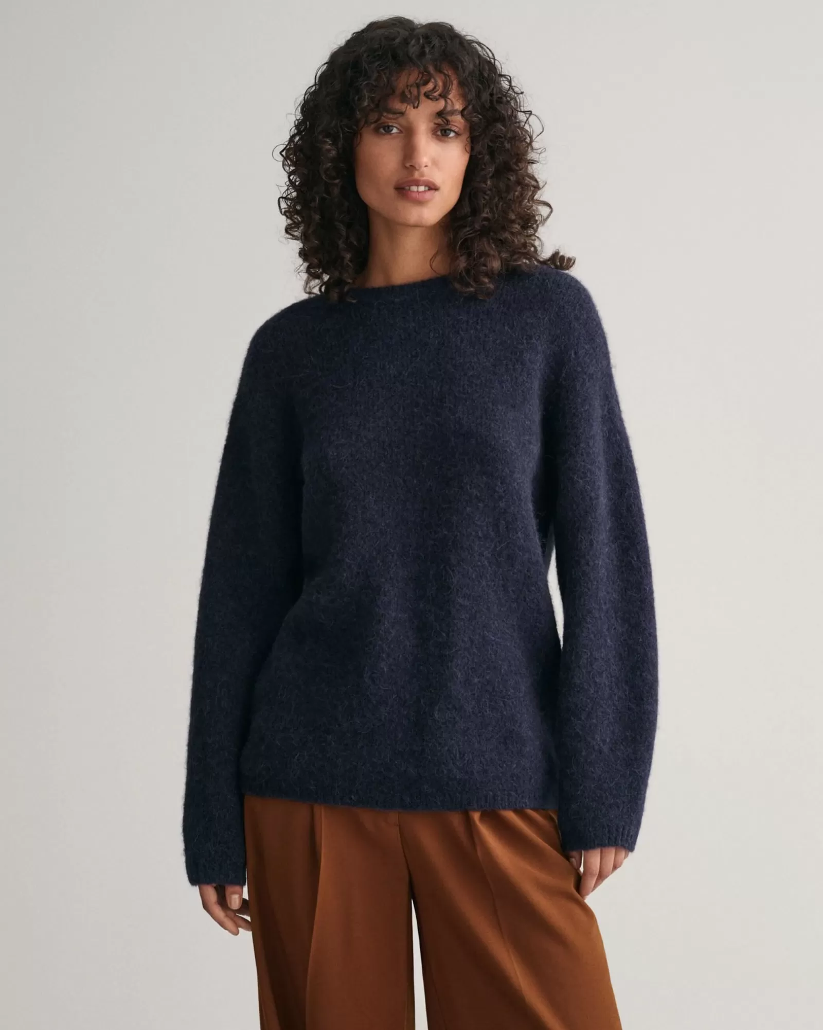 Women GANT Knitwear*Hairy Textured Crew Neck Sweater EVENING BLUE