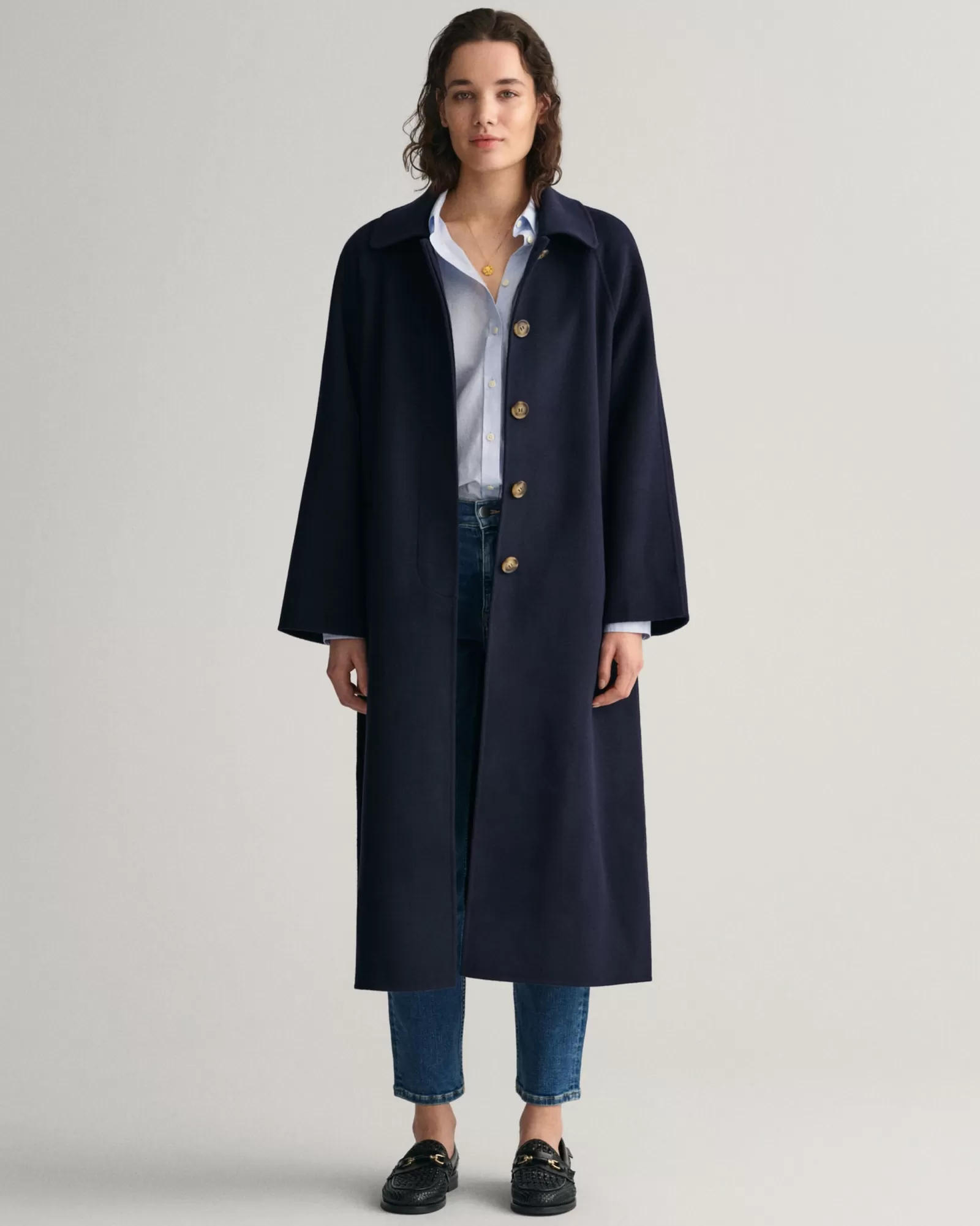 Women GANT Jackets & Coats*Handstitched Car Coat EVENING BLUE