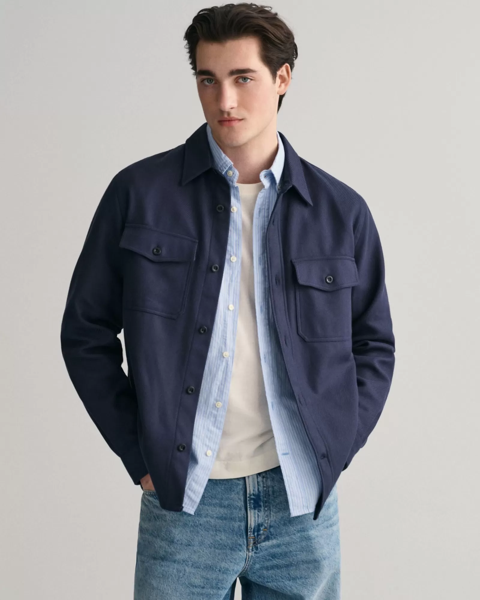 Men GANT Shirts*Heavy Twill Overshirt MARINE