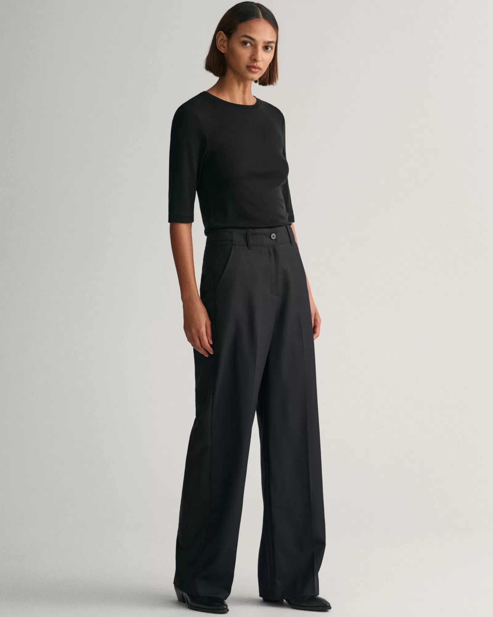 Women GANT Pants*High-Waisted Straight Leg Pants EBONY BLACK