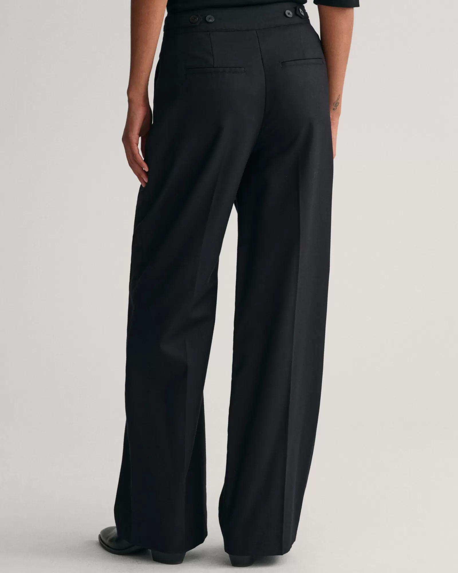 Women GANT Pants*High-Waisted Straight Leg Pants EBONY BLACK