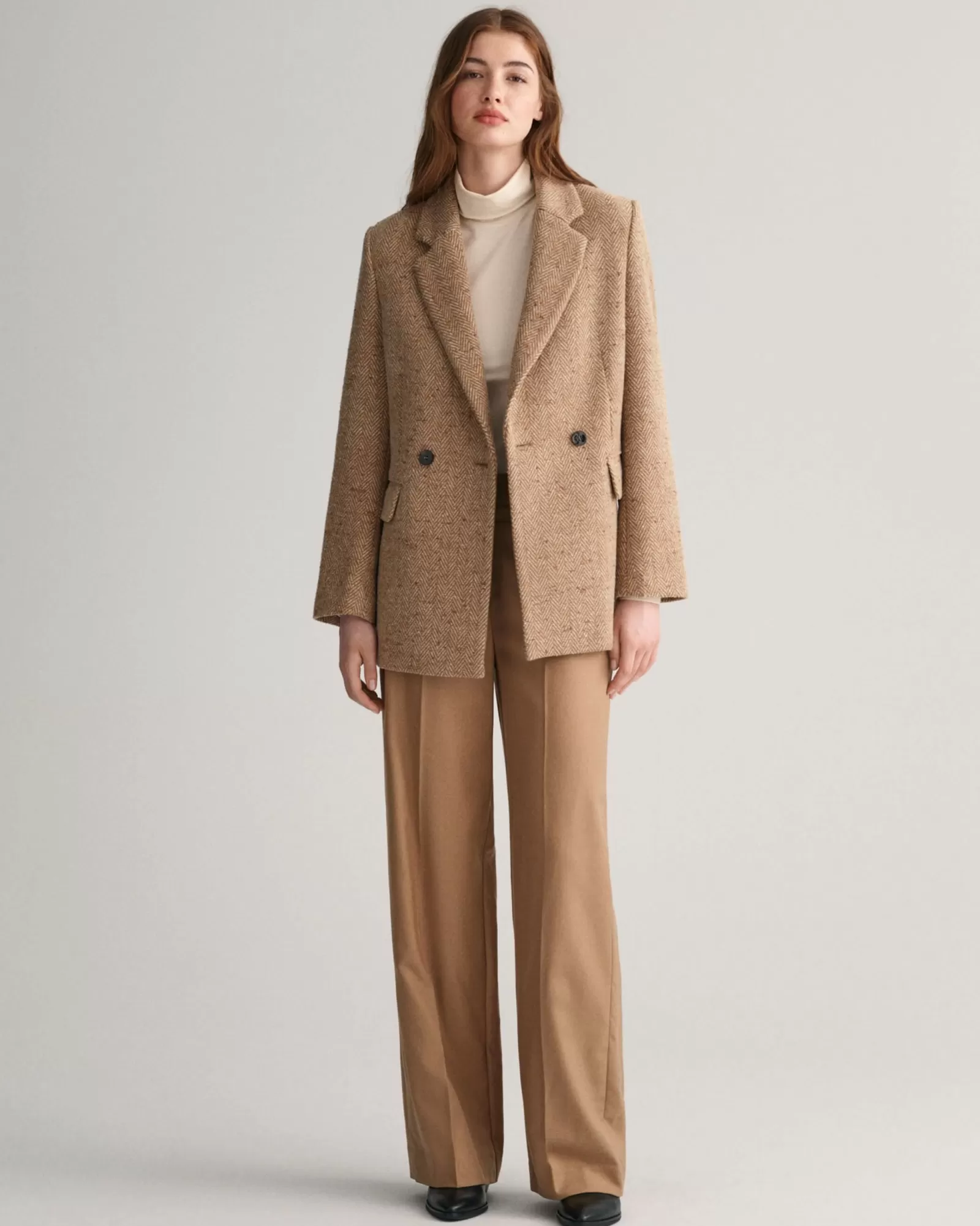 Women GANT Pants*High-Waisted Straight Leg Pants WARM KHAKI