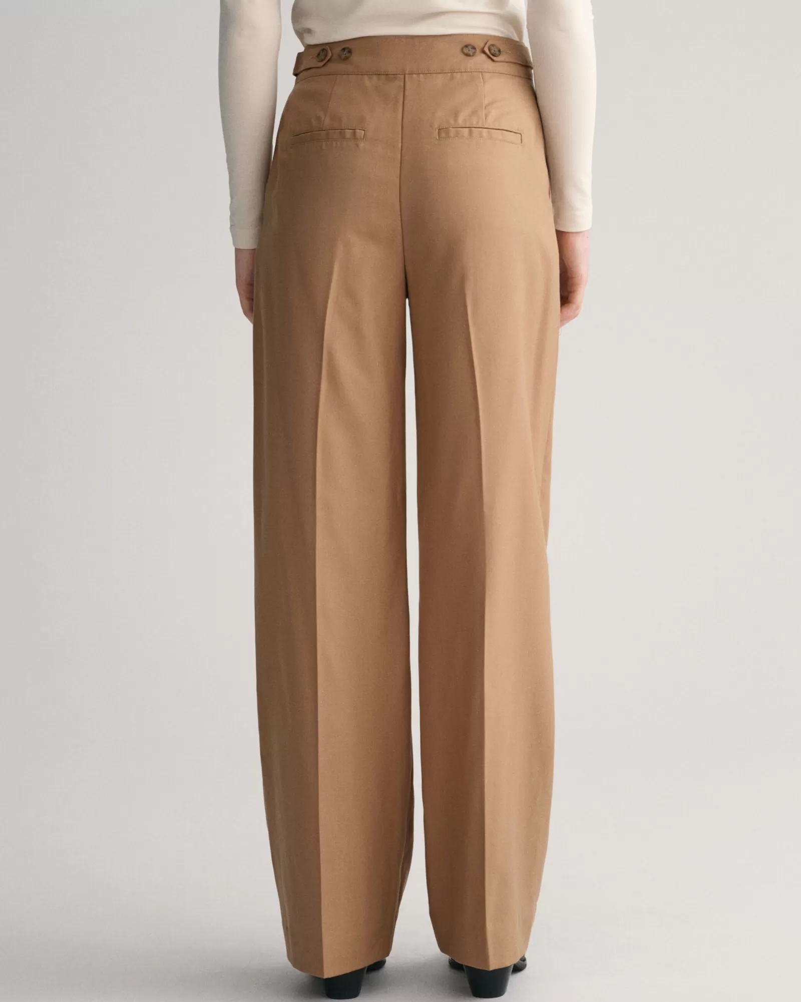 Women GANT Pants*High-Waisted Straight Leg Pants WARM KHAKI