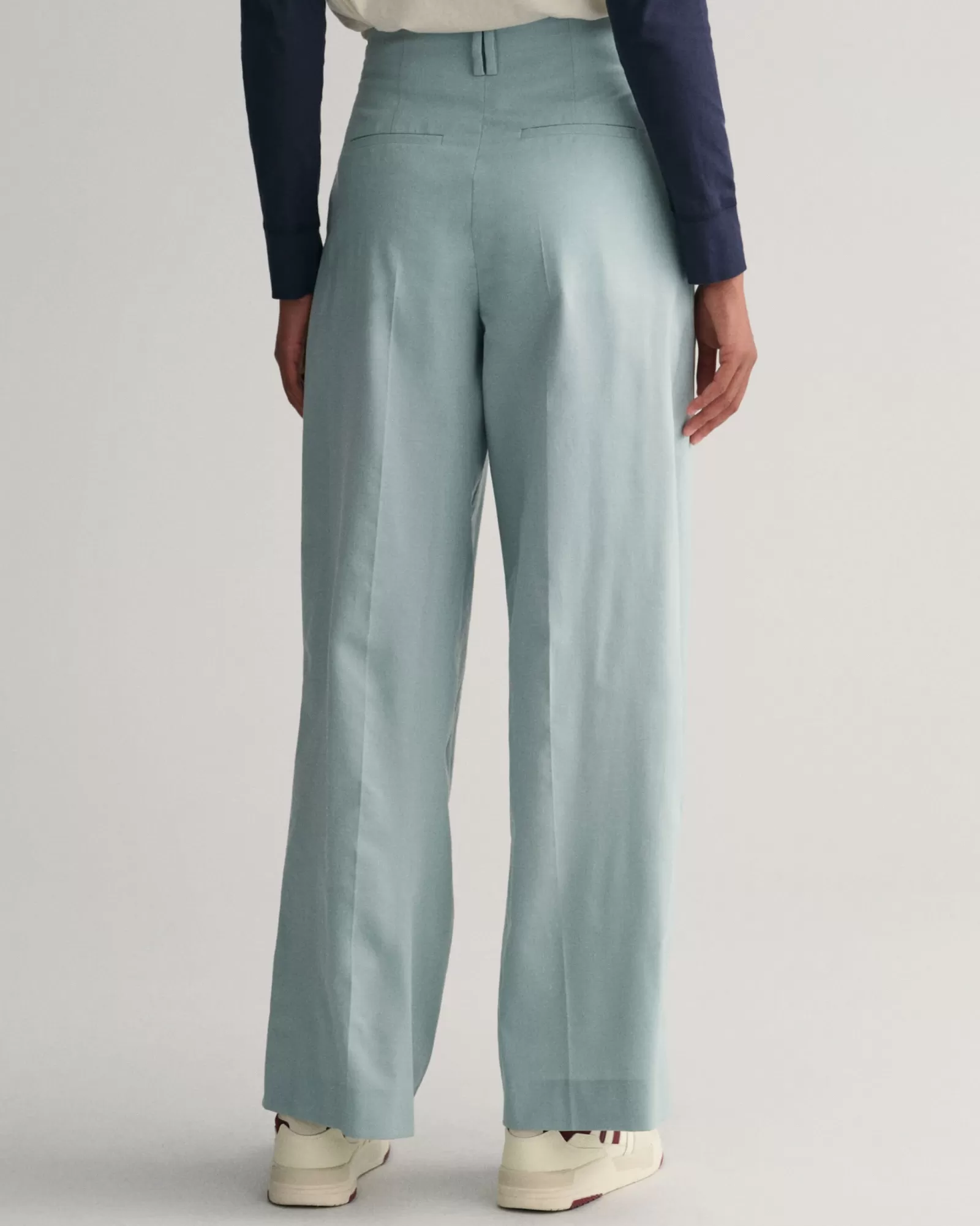 Women GANT Pants*High-Waisted Wide Leg Pleated Pants DUSTY TURQUOISE