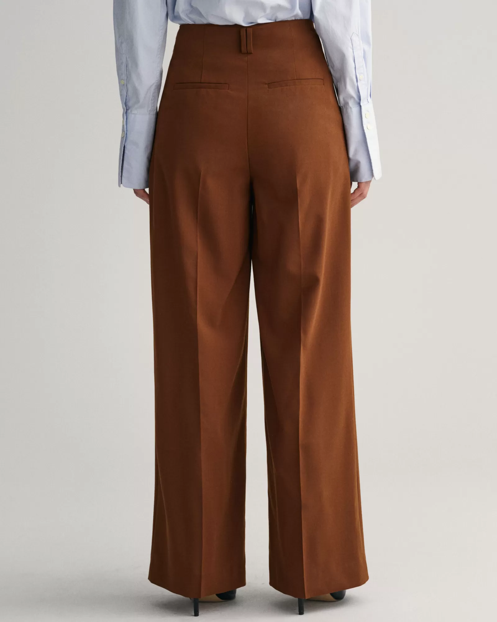 Women GANT Pants*High-Waisted Wide Leg Pleated Pants CHOCOLATE BROWN