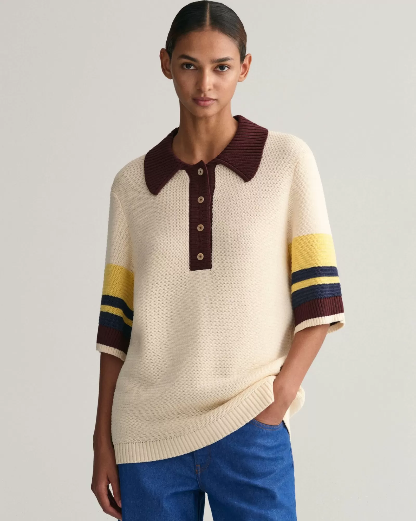 Women GANT Knitwear | Polos & Ruggers*Knitted Polo Shirt LINEN