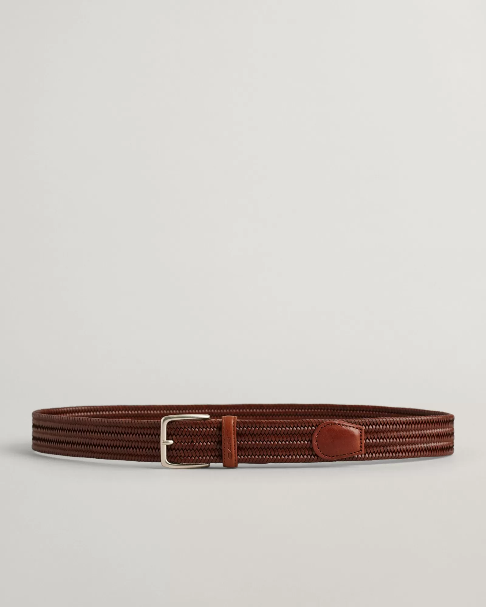 Men GANT Belts*Leather Elastic Braided Belt WEATHERED BROWN