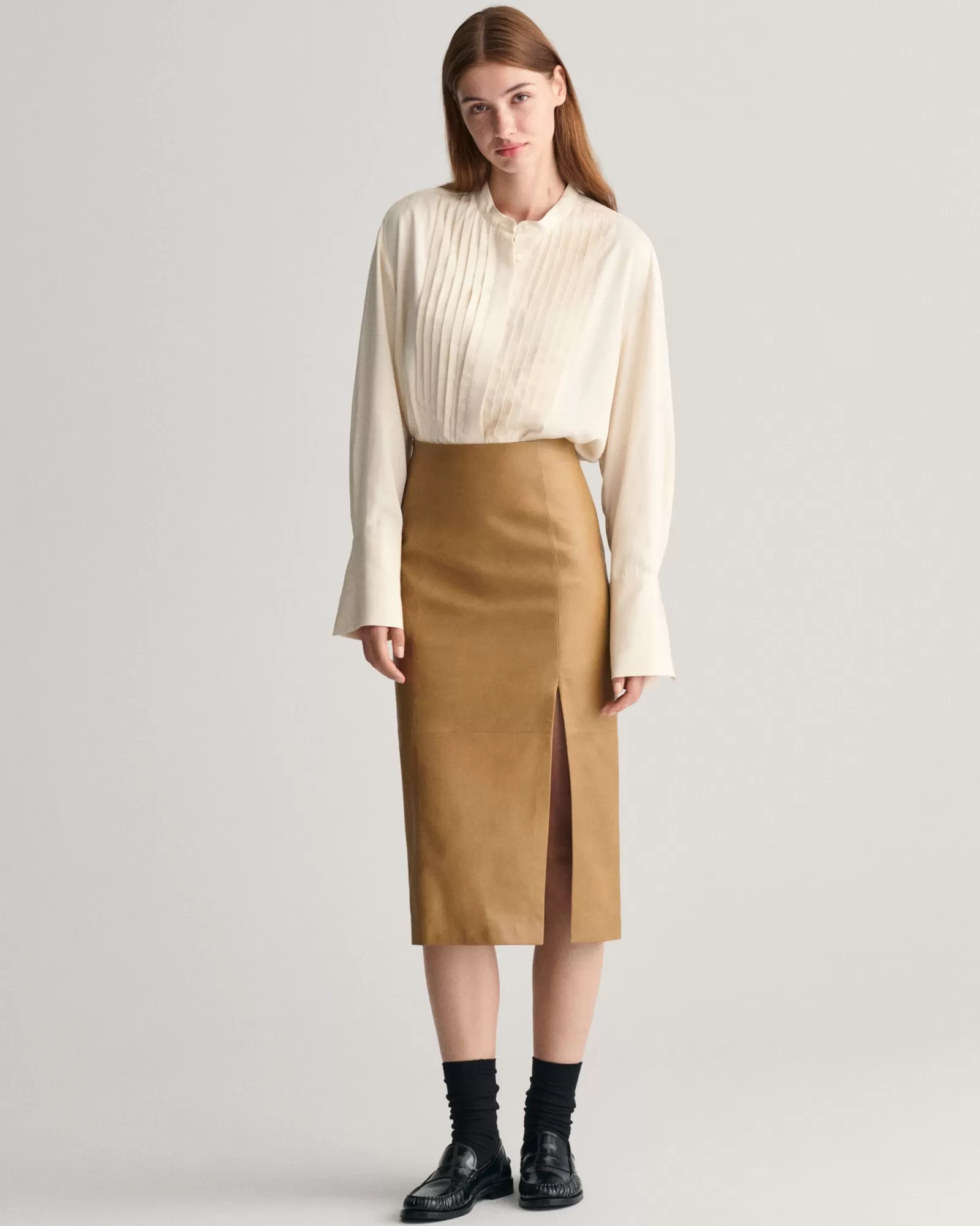 Women GANT Skirts*Leather Pencil Skirt TAN