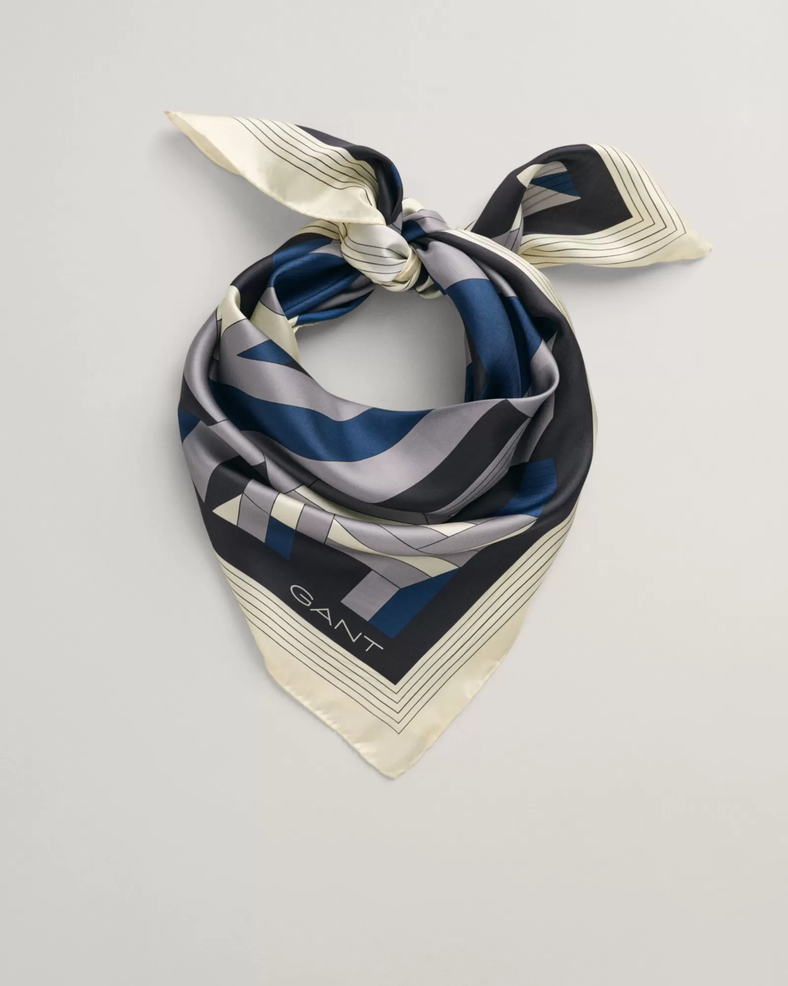 Women GANT Scarves*Letters Print Silk Scarf DUSTY BLUE SEA