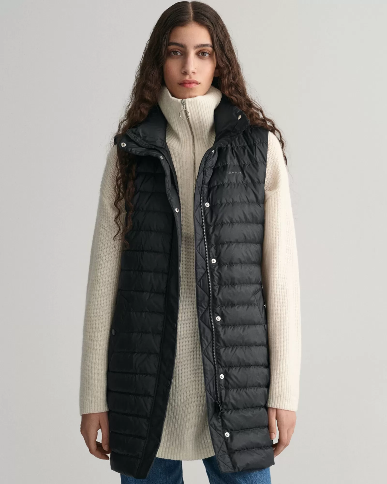 Women GANT Jackets & Coats*Light Down Long Vest BLACK