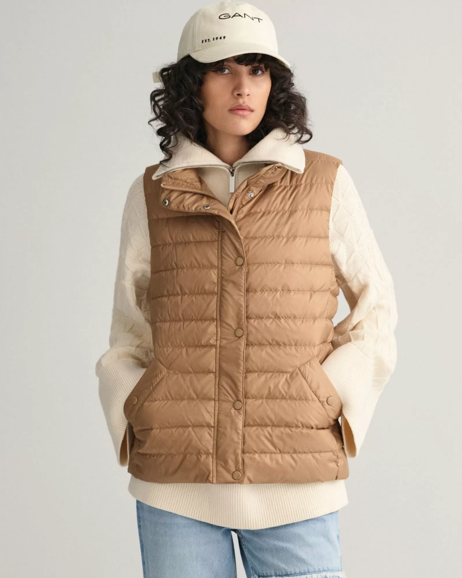 Women GANT Jackets & Coats*Light Down Vest WARM KHAKI