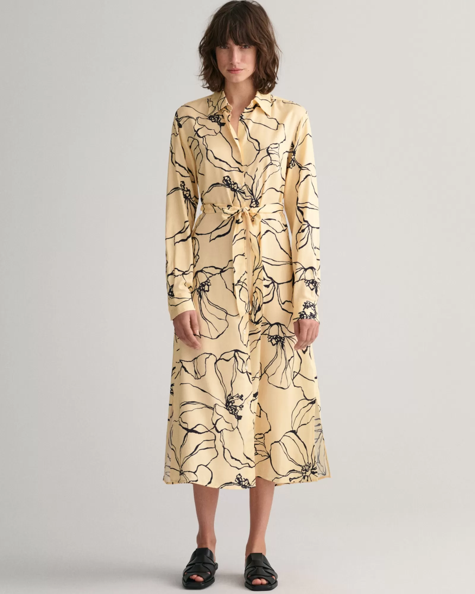 Women GANT Dresses*Line Drawing Shirt Dress DUSTY LIGHT YELLOW