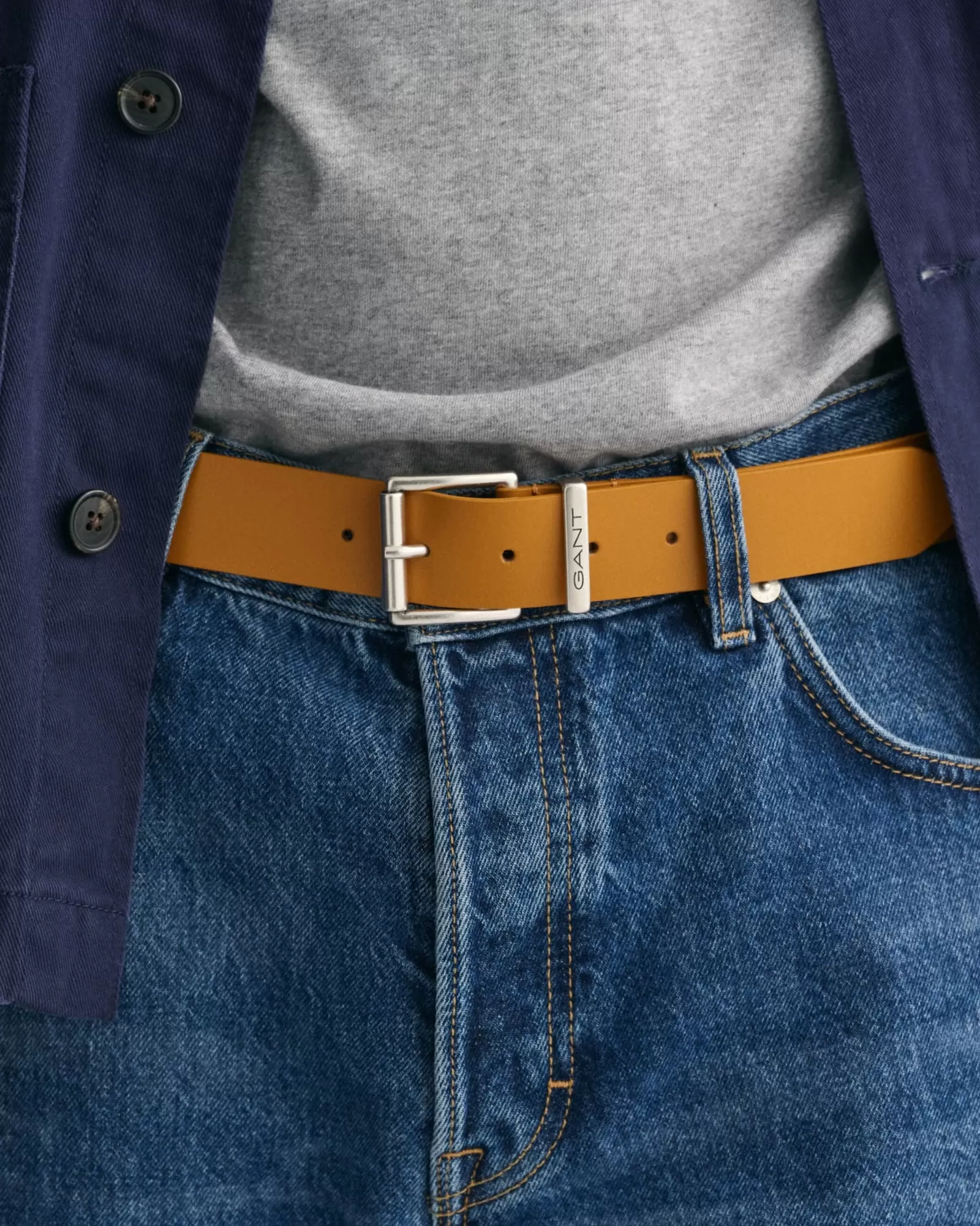 Men GANT Belts*Logo Leather Belt CINNAMON BROWN