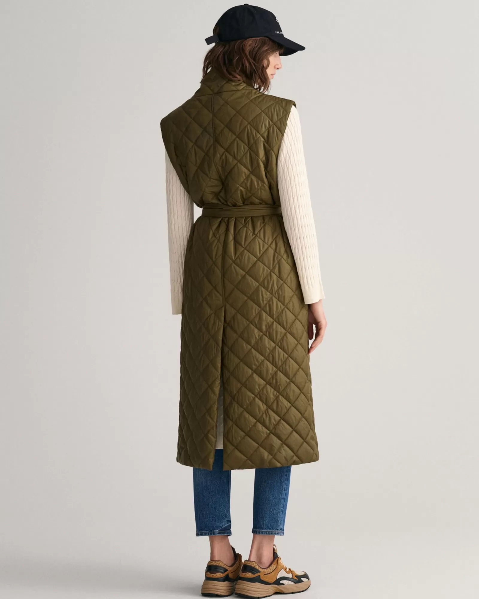 Women GANT Jackets & Coats*Long Quilted Vest DARK CACTUS