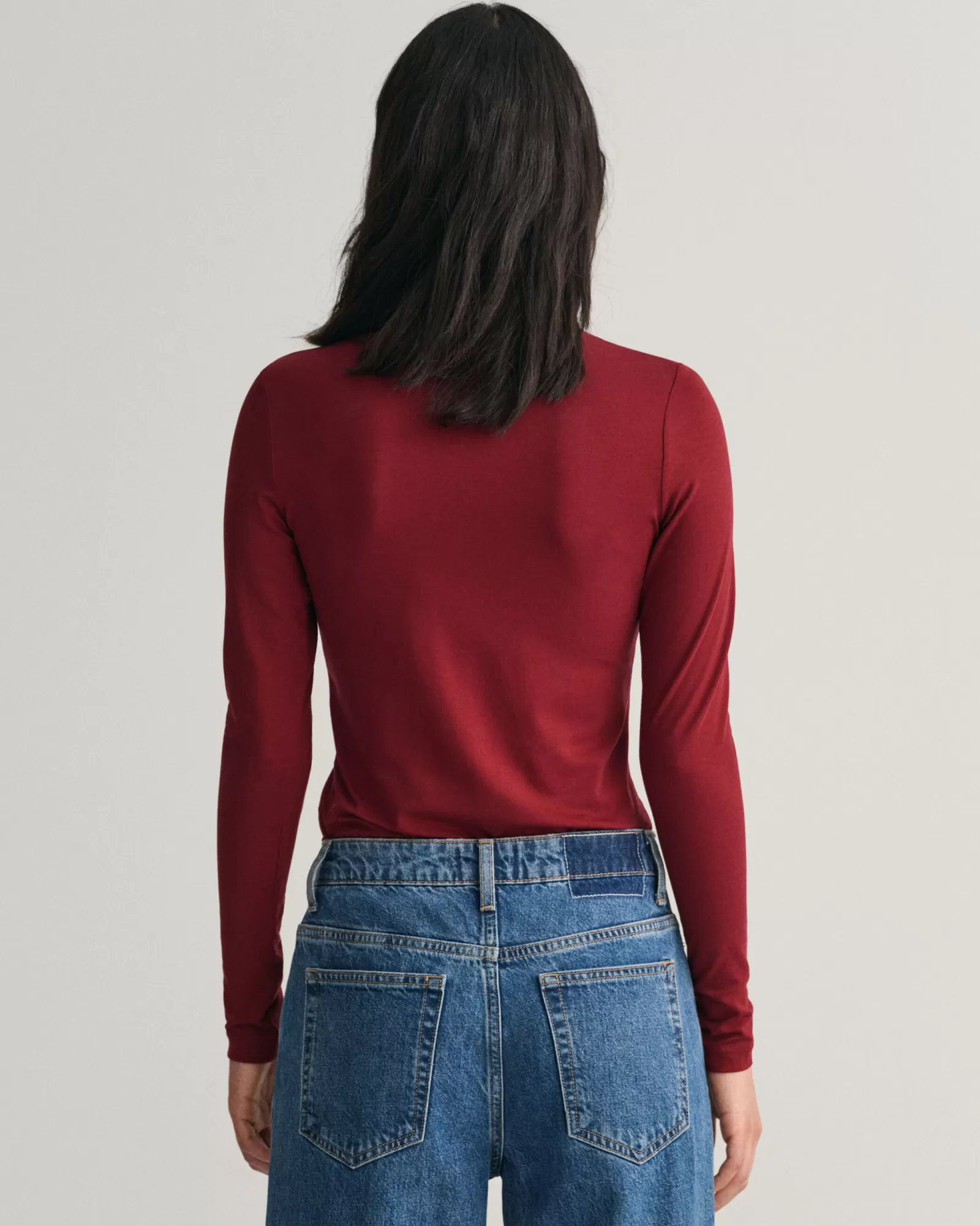 Women GANT T-Shirts & Tops*Long Sleeve Turtleneck Top PLUMPED RED