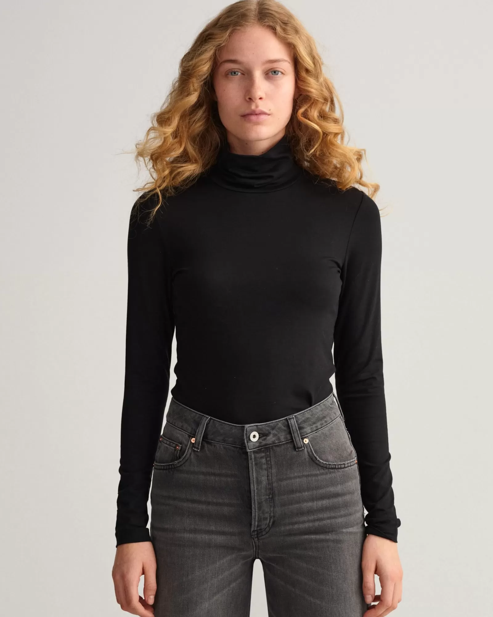 Women GANT T-Shirts & Tops*Long Sleeve Turtleneck Top BLACK