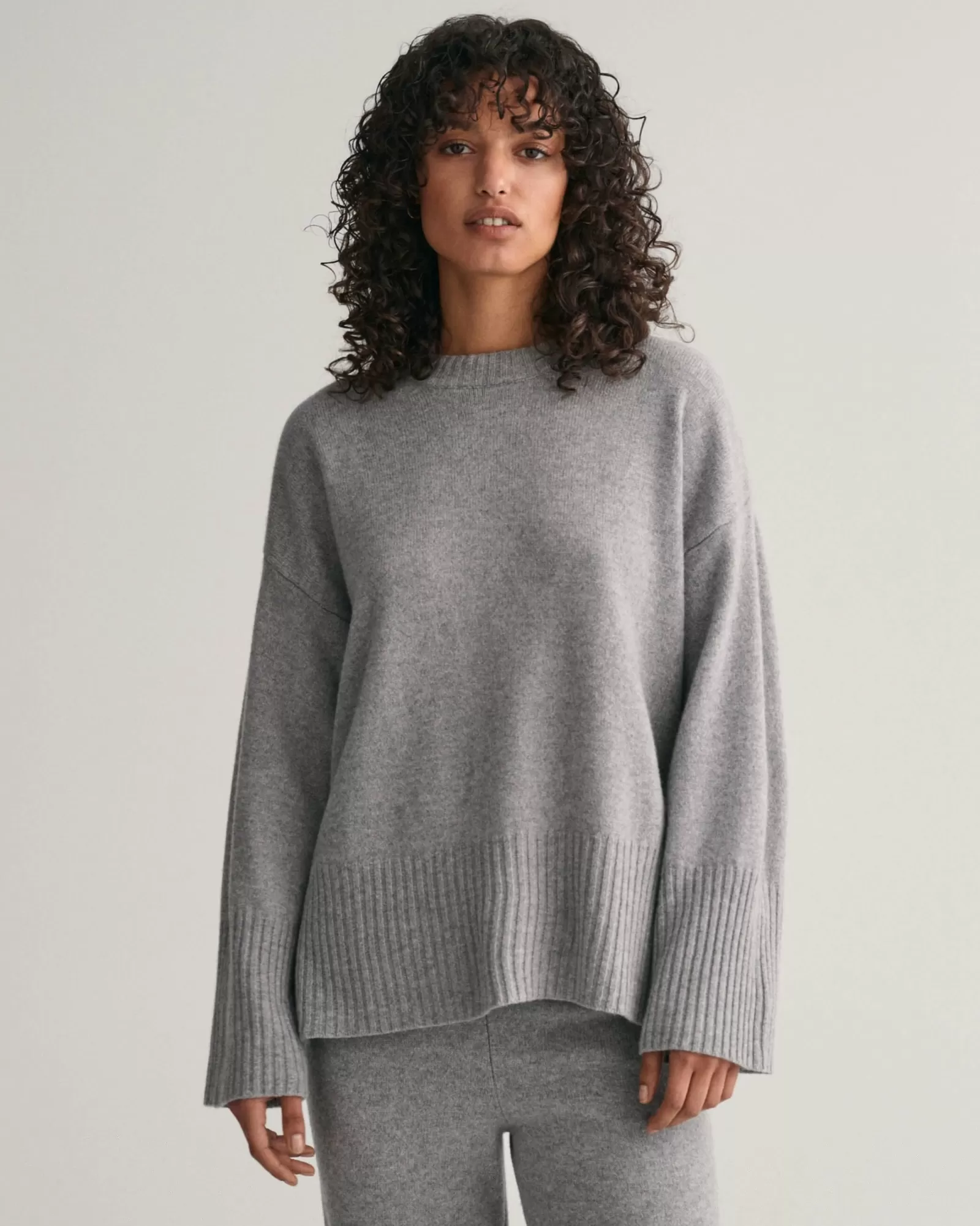 Women GANT Knitwear*Lounge Crew Neck Sweater GREY MELANGE