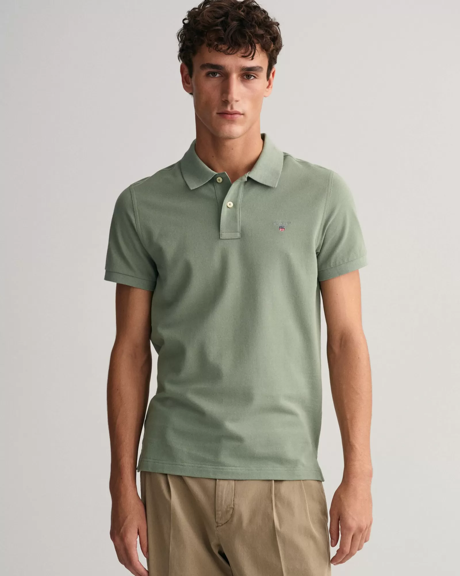 Men GANT Polos & Heavy Ruggers*Original Regular Fit Piqué Polo Shirt KALAMATA GREEN