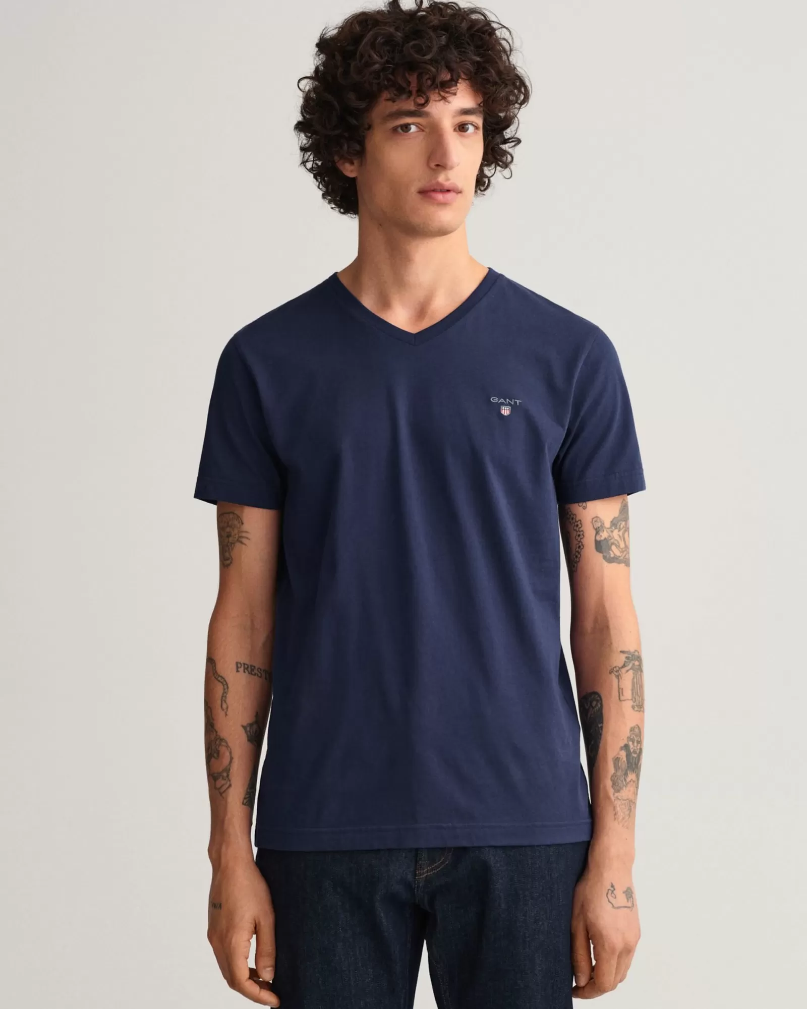 Men GANT T-Shirts*Original Slim Fit V-Neck T-Shirt EVENING BLUE