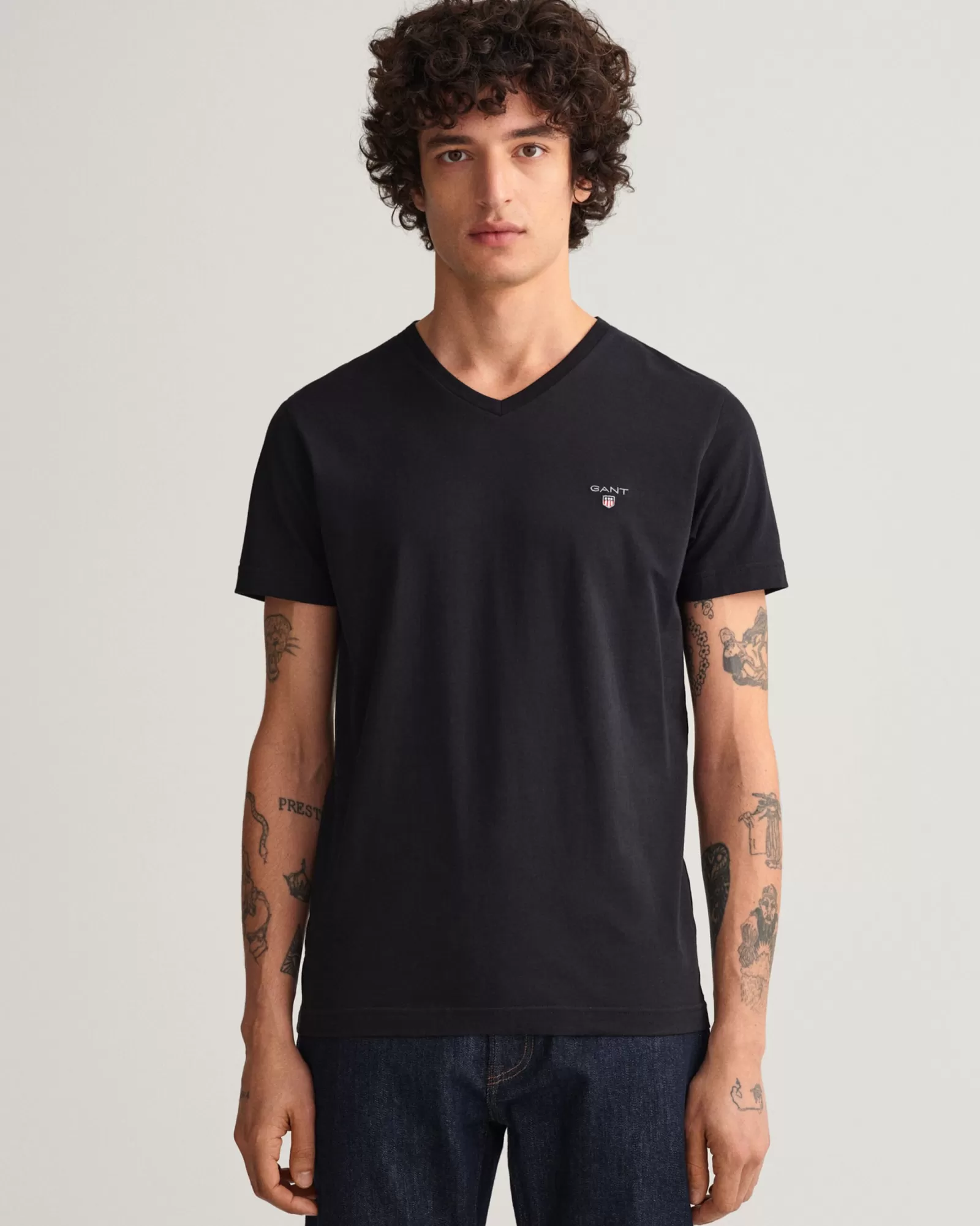 Men GANT T-Shirts*Original Slim Fit V-Neck T-Shirt BLACK