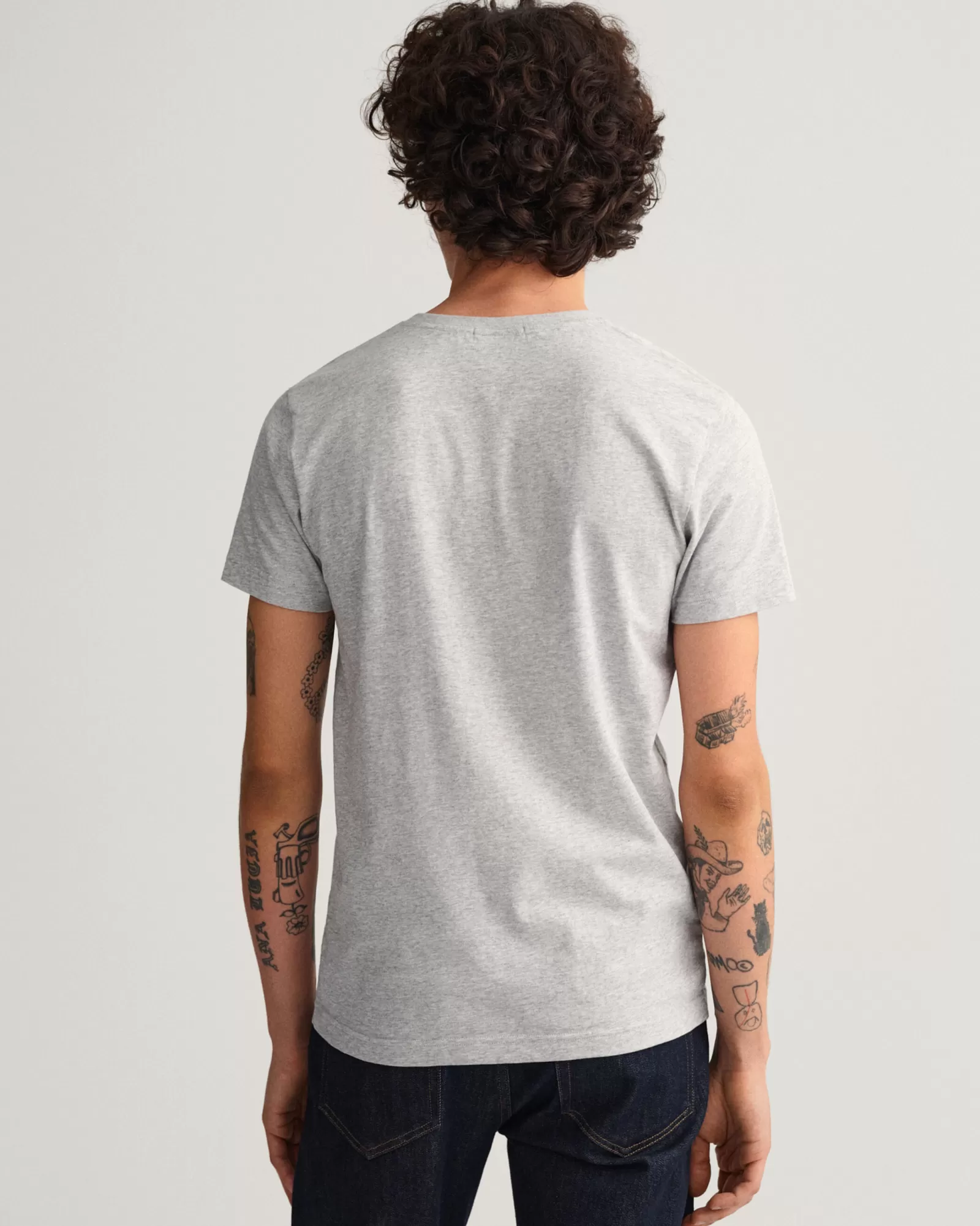 Men GANT T-Shirts*Original Slim Fit V-Neck T-Shirt LIGHT GREY MELANGE