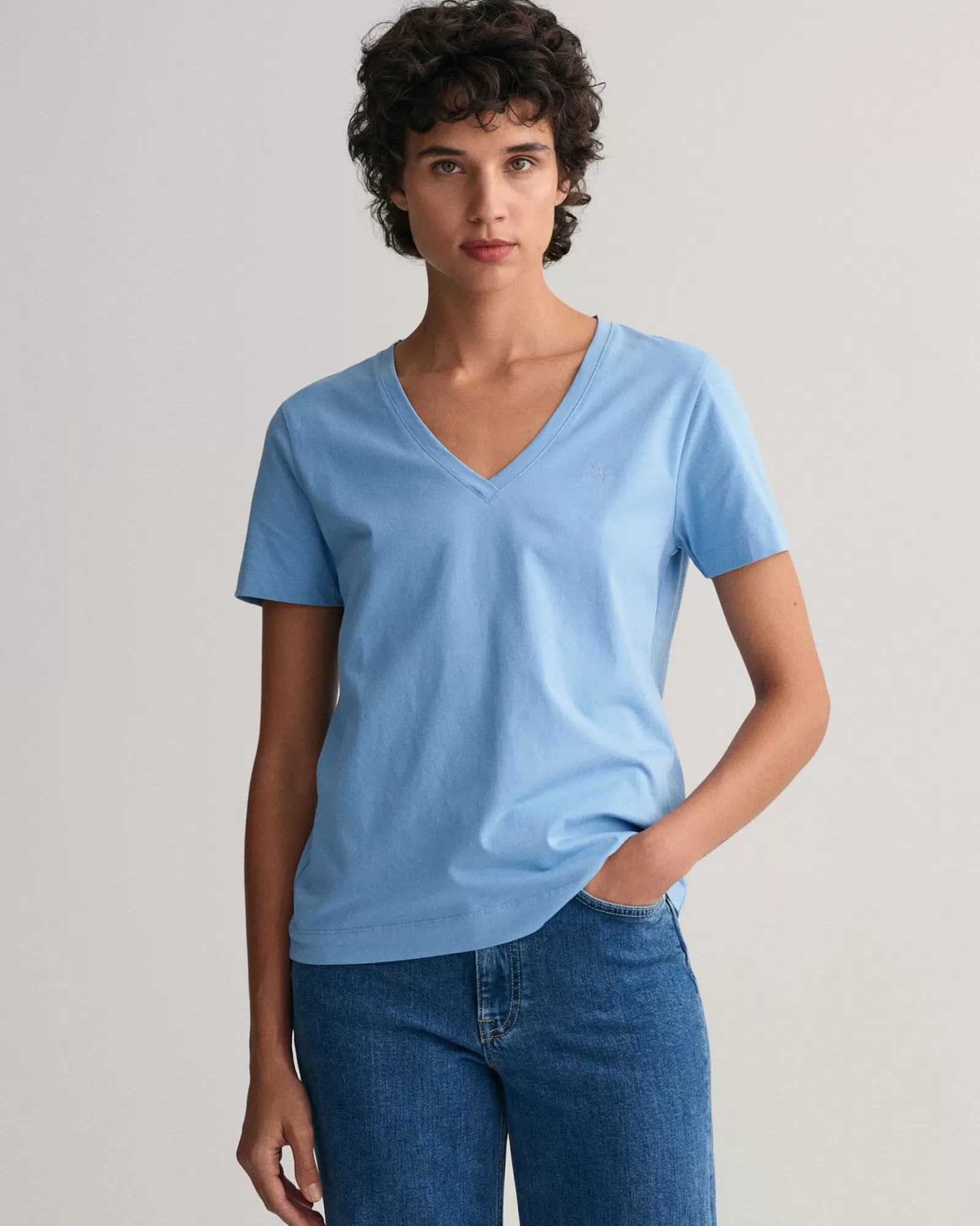 Women GANT T-Shirts & Tops*Original V-Neck T-Shirt GENTLE BLUE