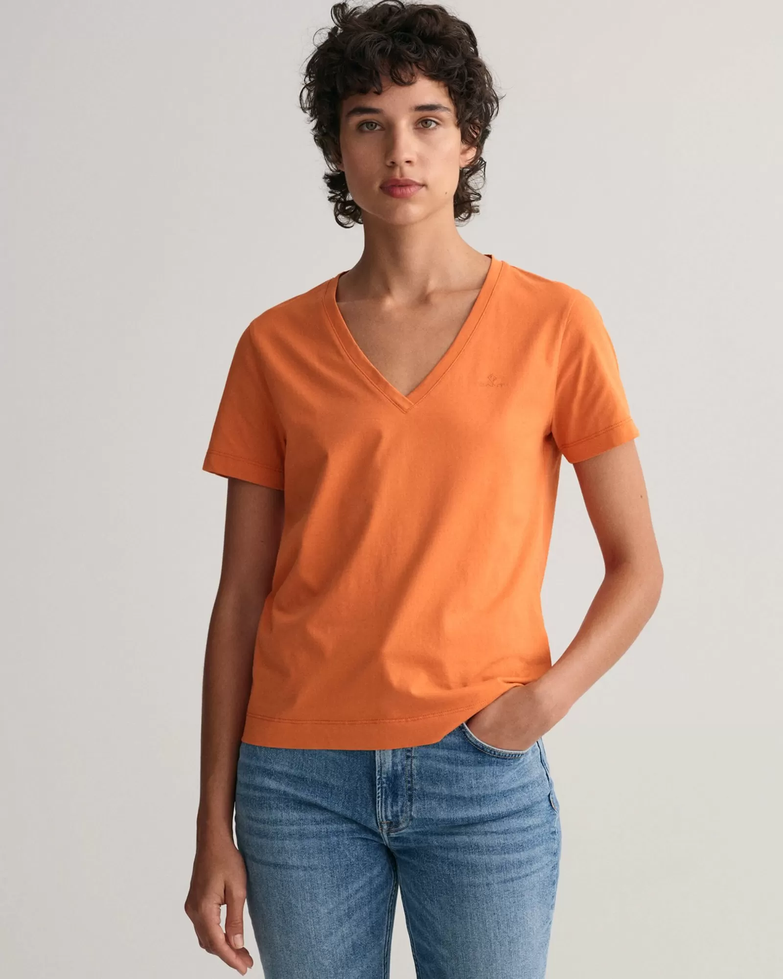 Women GANT T-Shirts & Tops*Original V-Neck T-Shirt PUMPKIN ORANGE