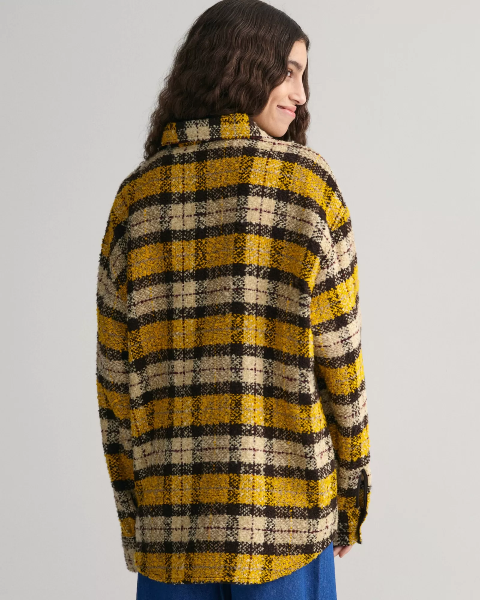 Women GANT Shirts*Oversized Bouclé Checked Shirt SUNFLOWER YELLOW